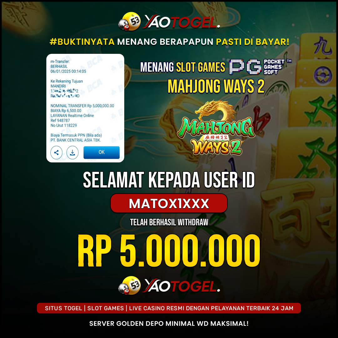 YAOTOGEL - BERHASIL JACKPOT MAHJONG WAYS 2