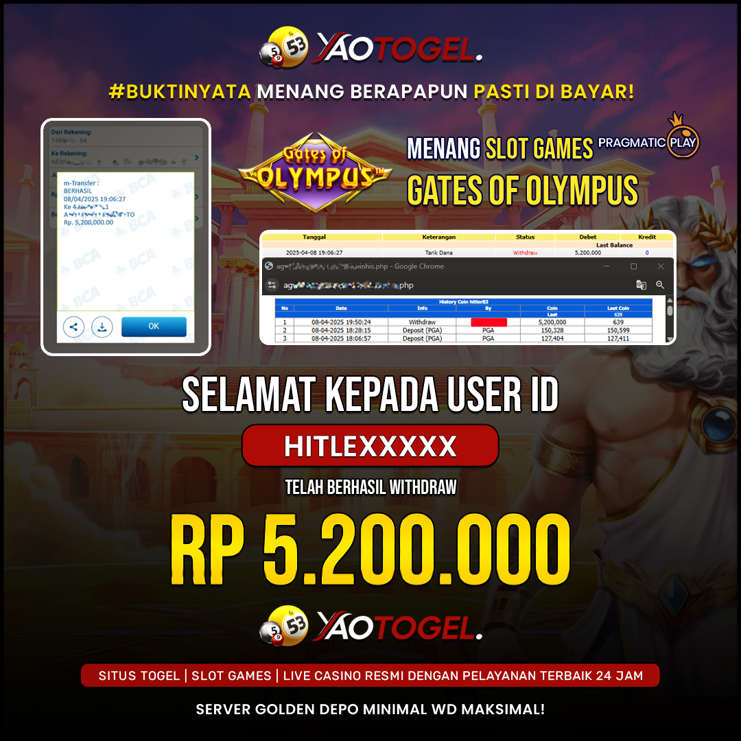 YAOTOGEL - BERHASIL JACKPOT GATES OF OLYMPUS 1000