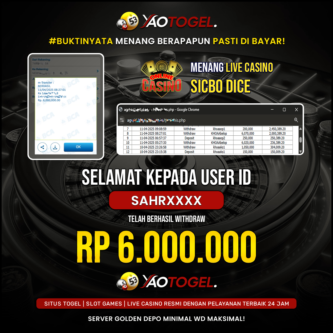YAOTOGEL - BERHASIL JACKPOT LIVE CASINO SICBO DICE