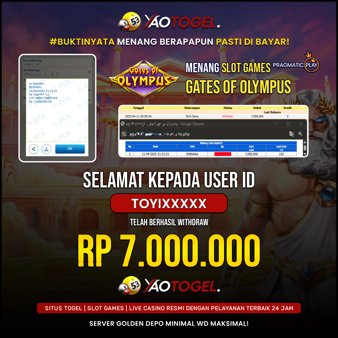 YAOTOGEL - BERHASIL JACKPOT GATES OF OLYMPUS