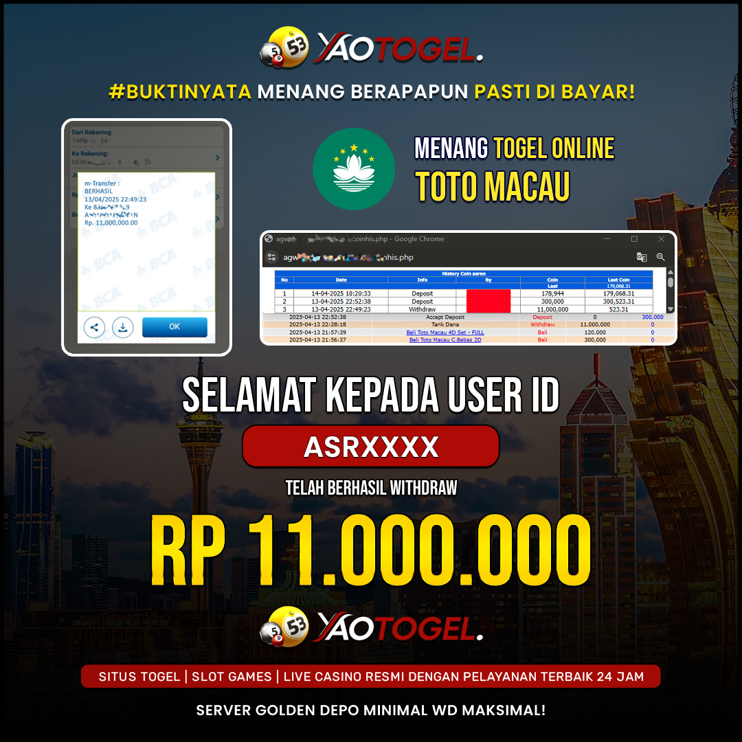 YAOTOGEL - BERHASIL JACKPOT TOGEL TOTO MACAU