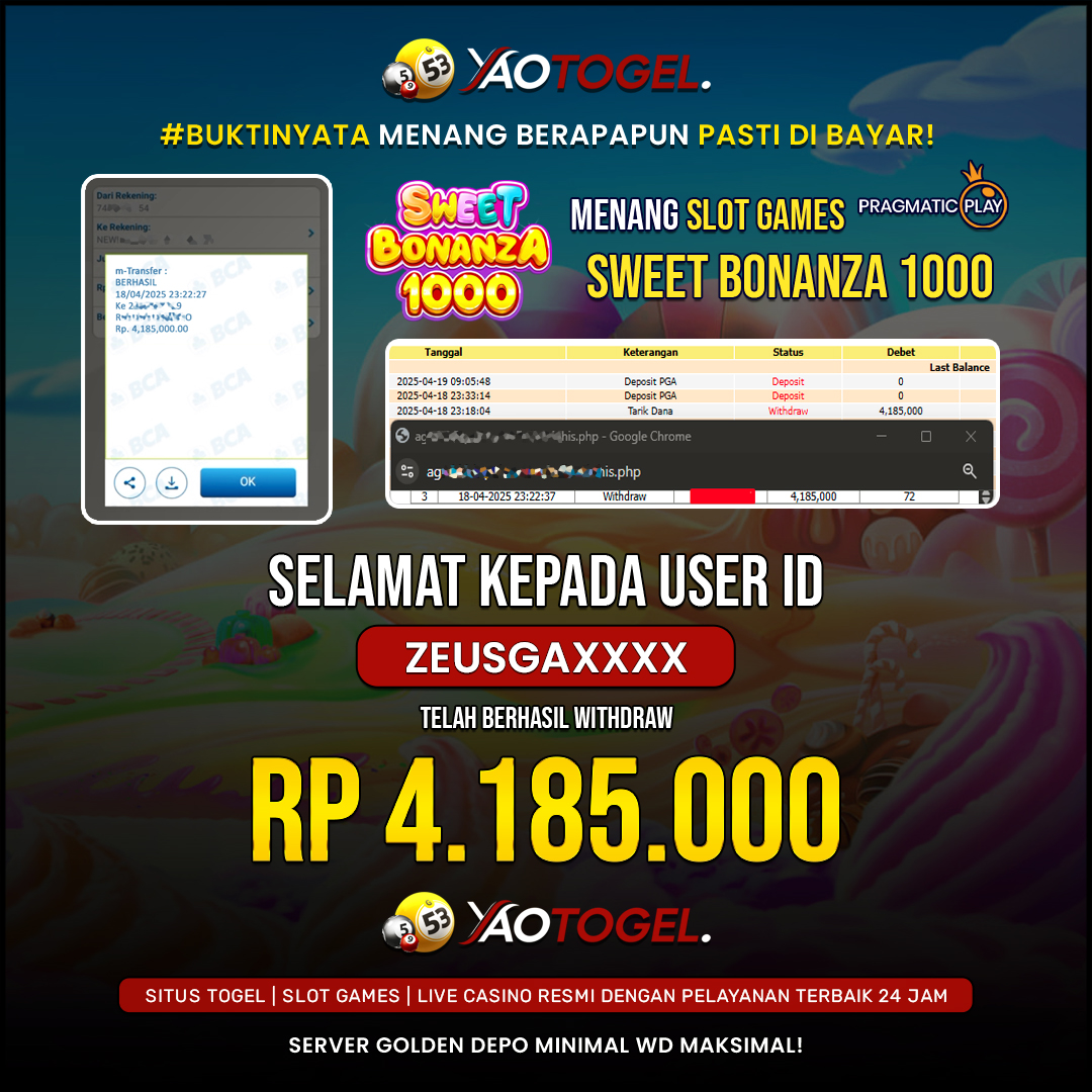 YAOTOGEL - BERHASIL JACKPOT SWEET BONANZA 1000