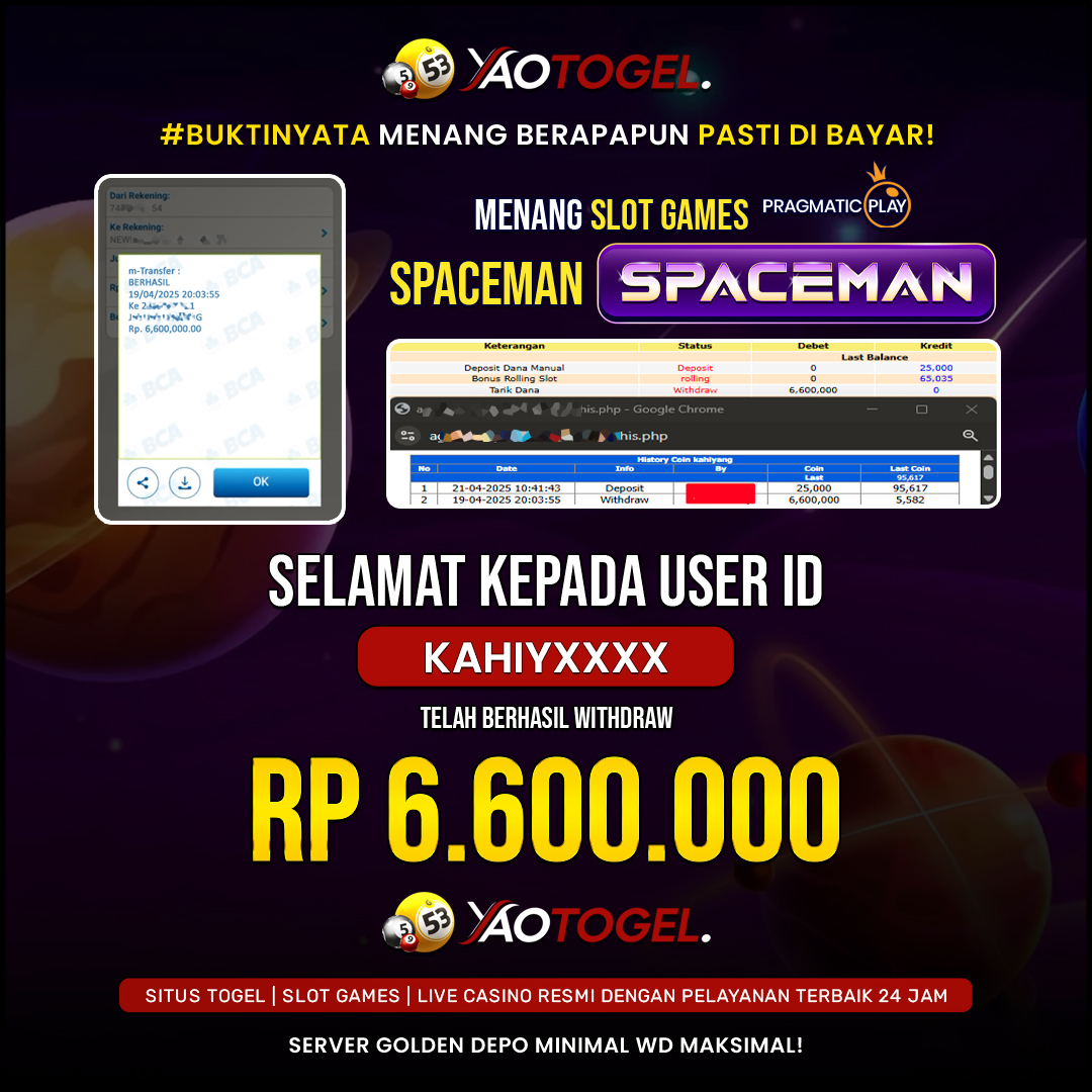 YAOTOGEL - BERHASIL JACKPOT SPACEMAN