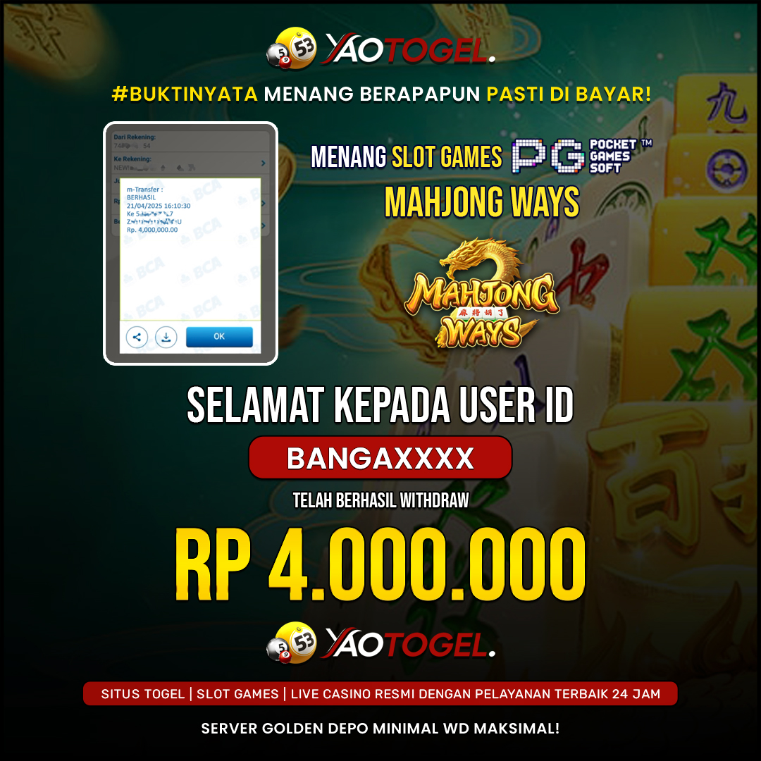 YAOTOGEL - BERHASIL JACKPOT MAHJONG WAYS 2