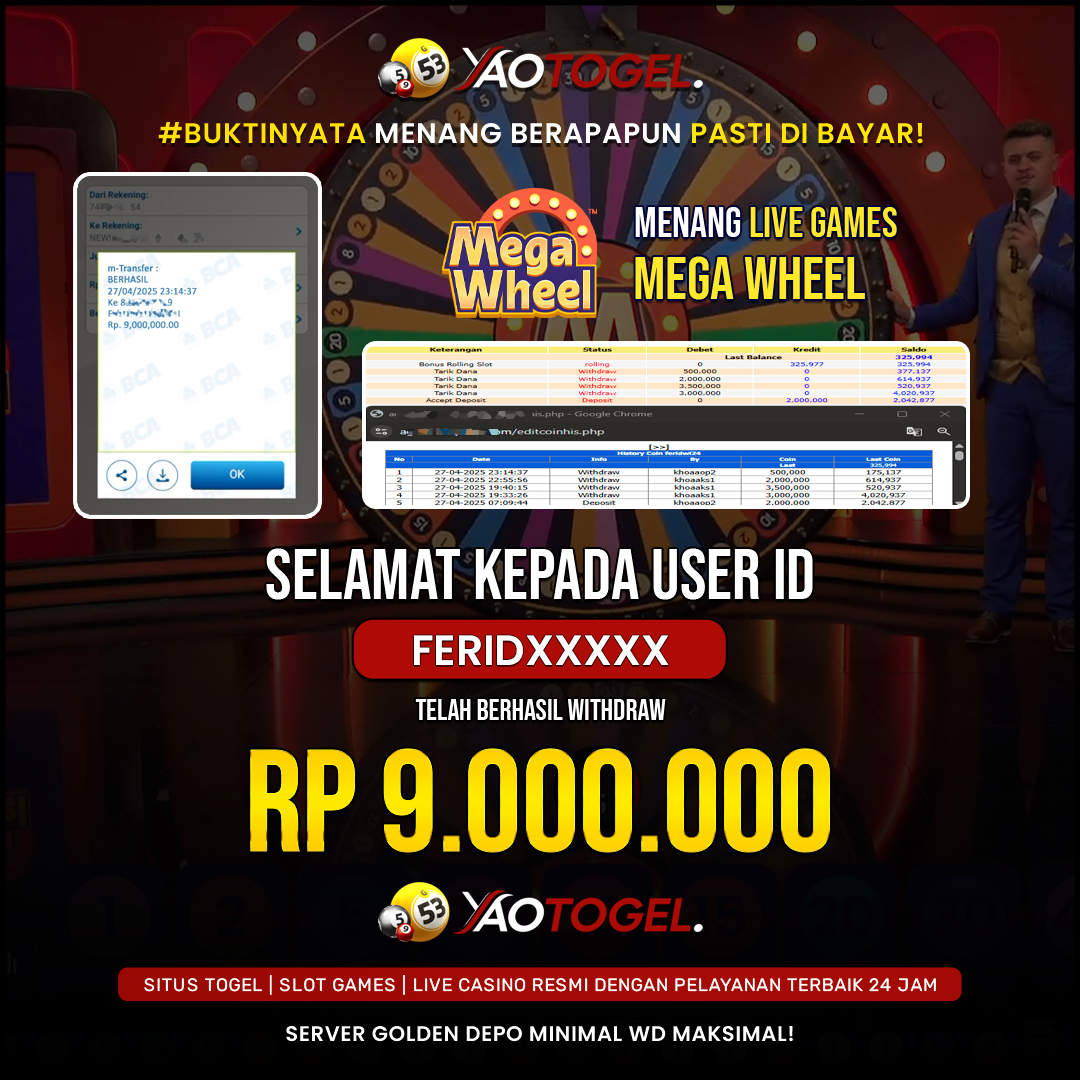 YAOTOGEL - BERHASIL JACKPOT LIVE CASINO MEGA WHEEL