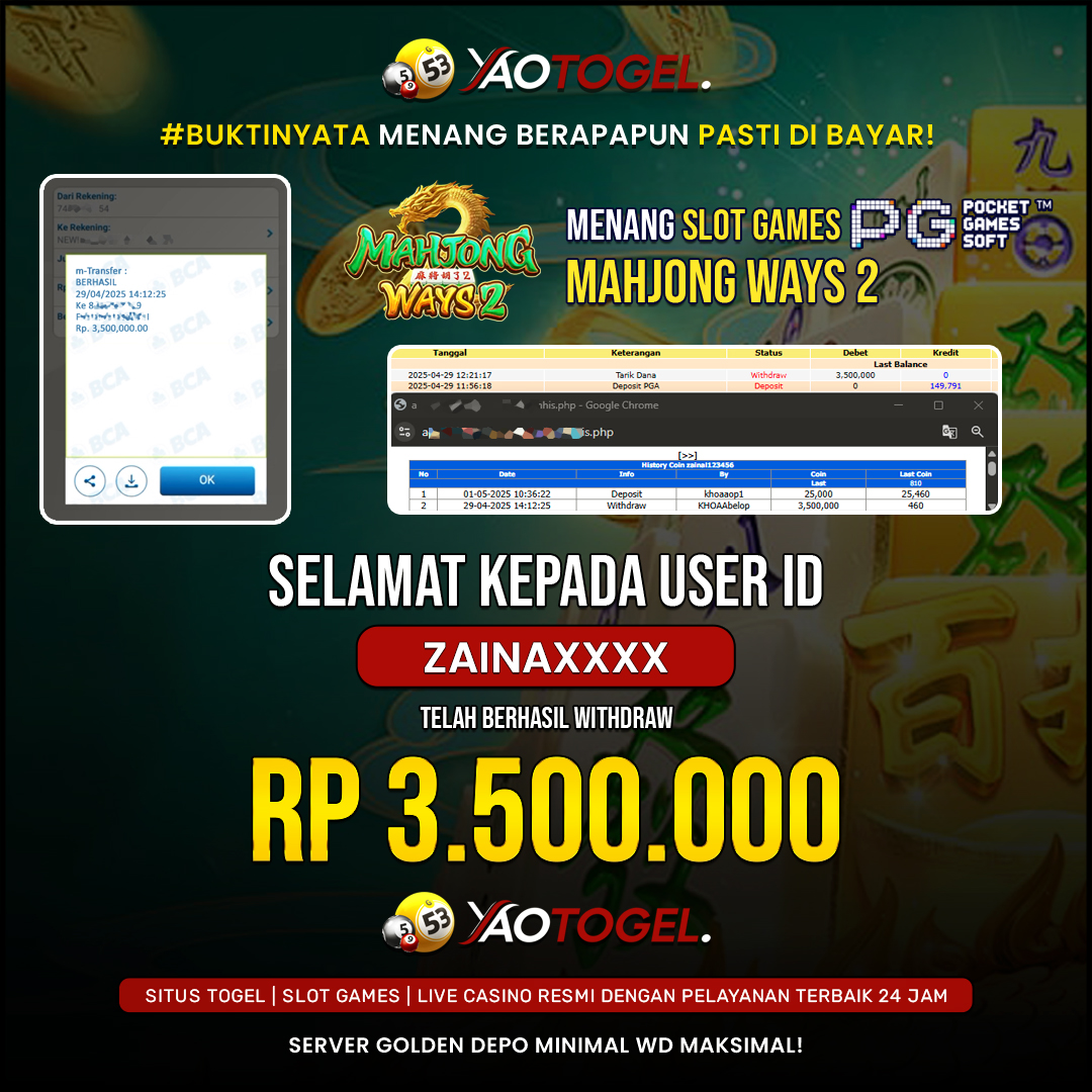 YAOTOGEL - BERHASIL JACKPOT MAHJONG WAYS 2