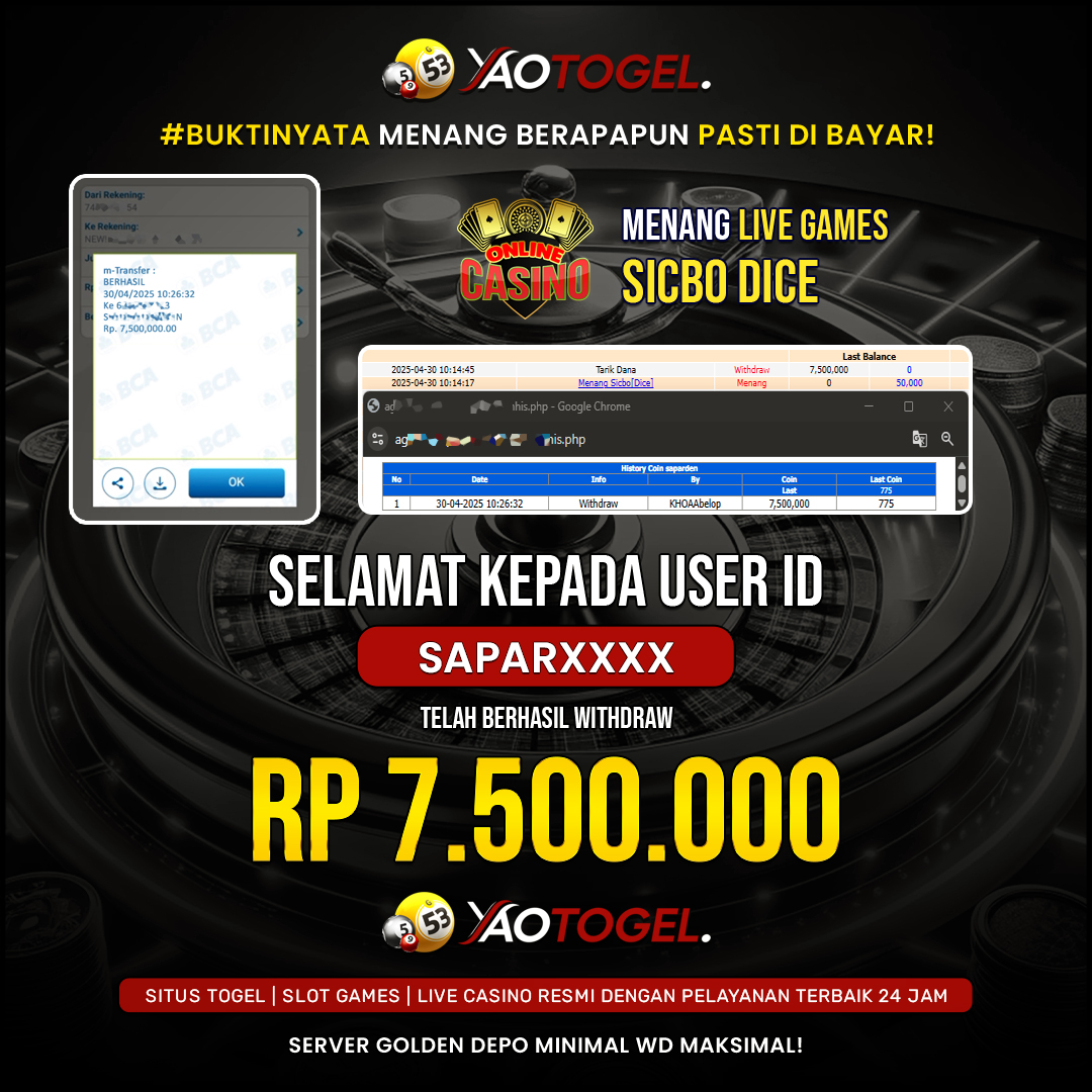 YAOTOGEL - BERHASIL JACKPOT LIVE CASINO SICBO DICE