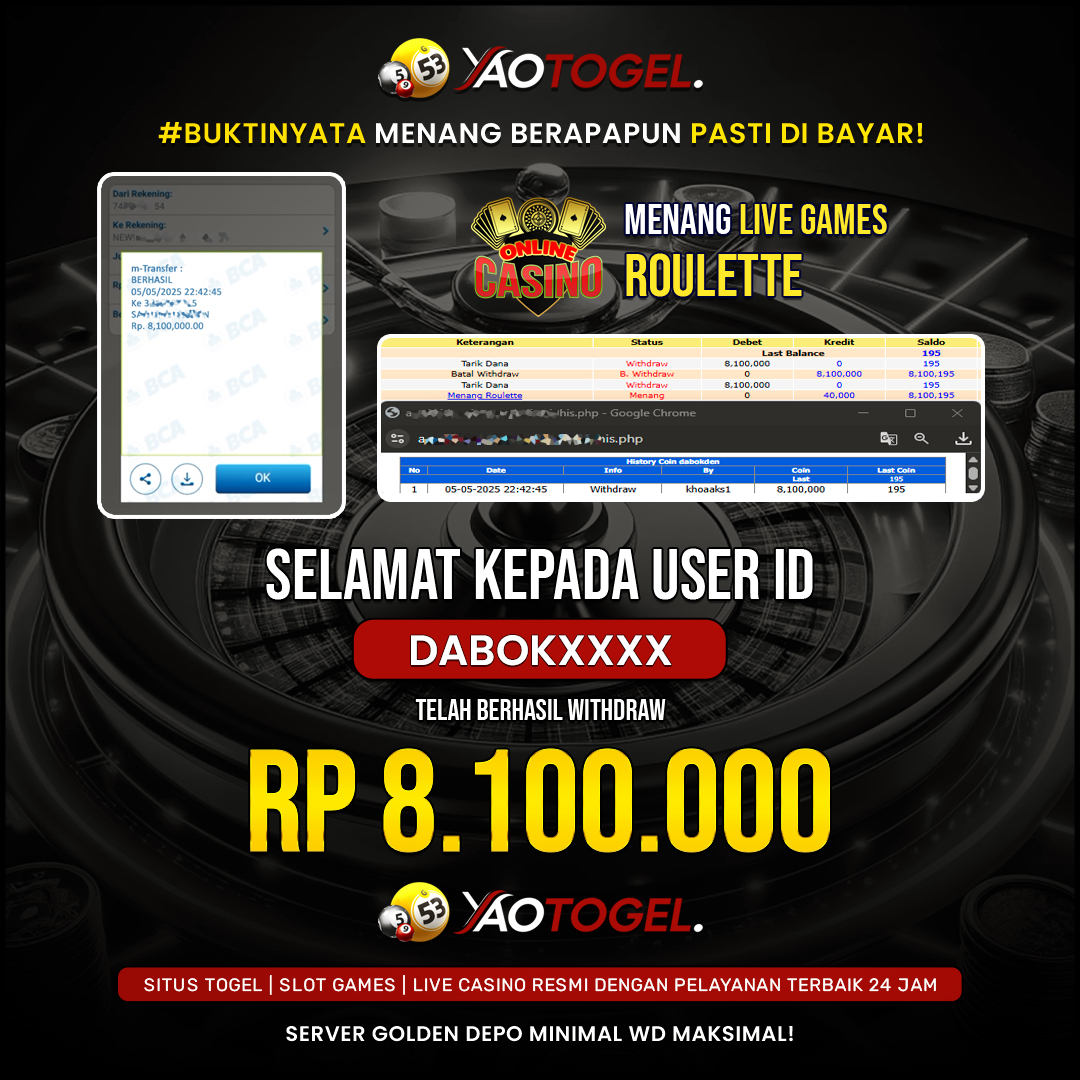 YAOTOGEL - BERHASIL JACKPOT LIVE GAMES ROULETTE