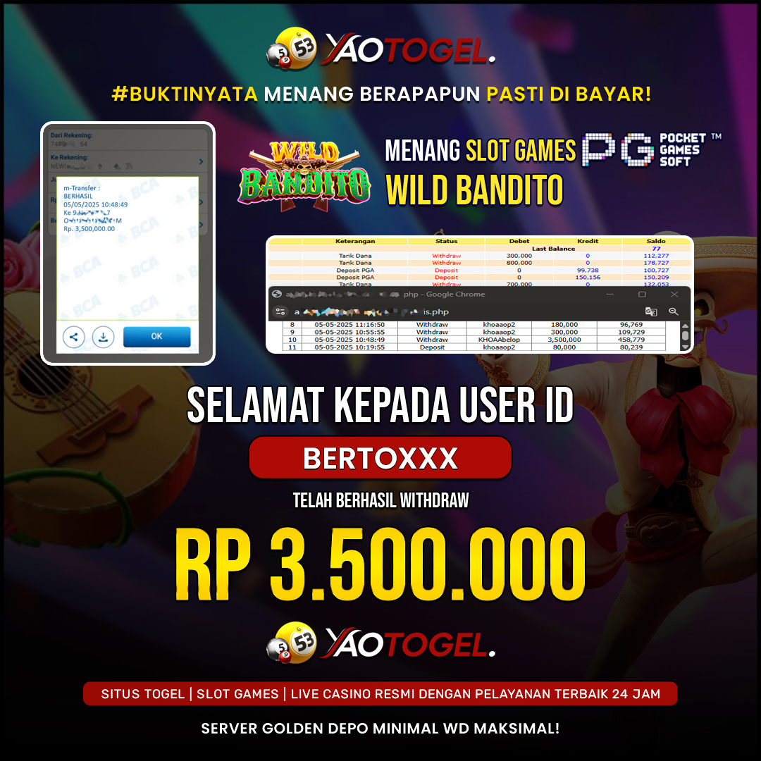 YAOTOGEL - BERHASIL JACKPOT WILD BANDITO