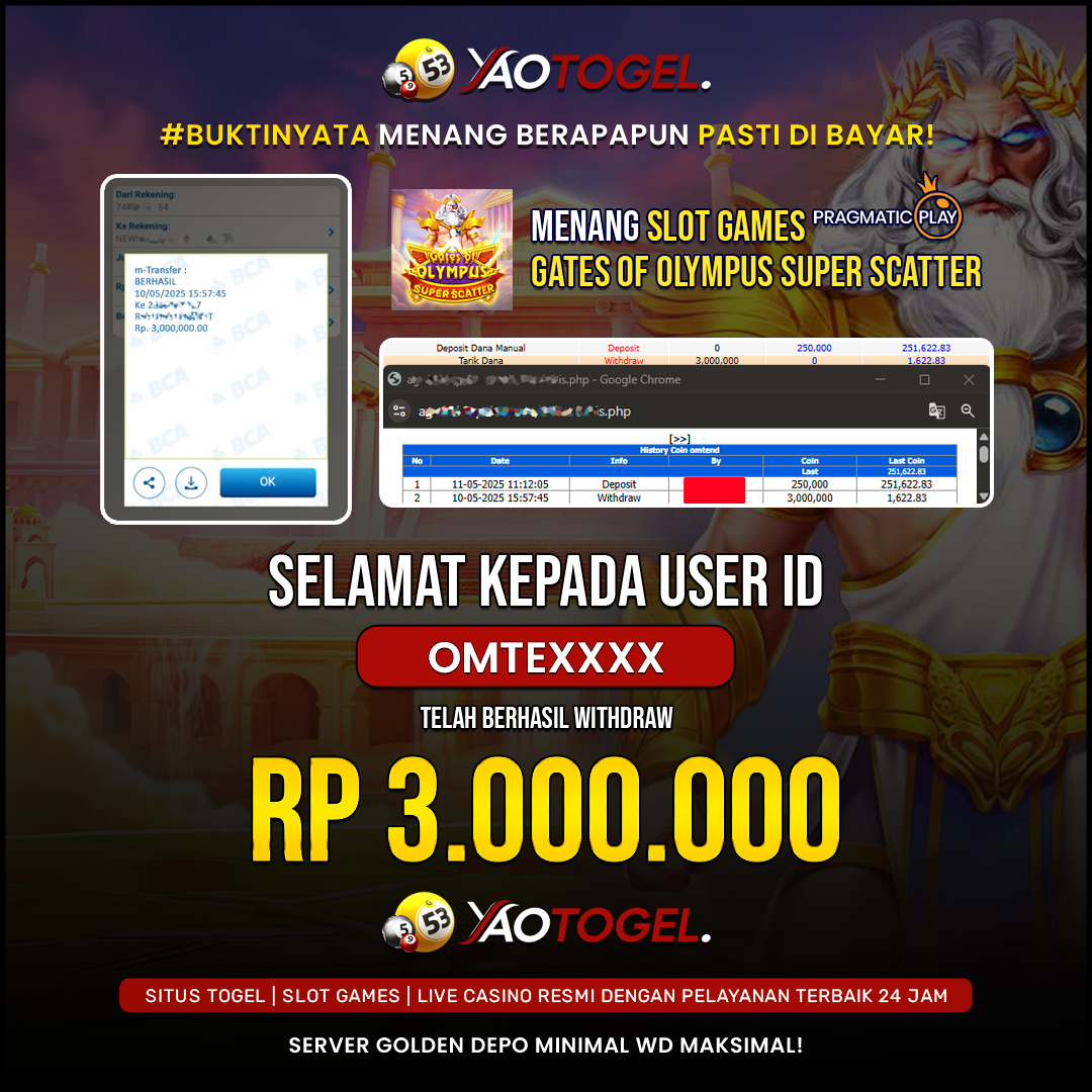 YAOTOGEL - BERHASIL JACKPOT GATES OF OLYMPUS SUPER SCATTER