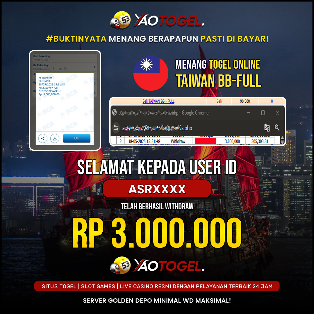 YAOTOGEL - BERHASIL JACKPOT TOGEL ONLINE TAIWAN BB-FULL