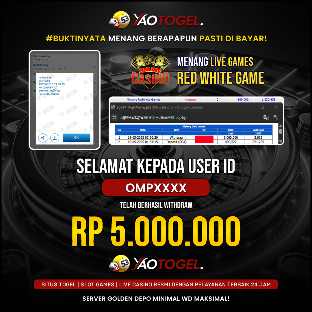YAOTOGEL - BERHASIL JACKPOT LIVE CASINO RED WHITE GAMES