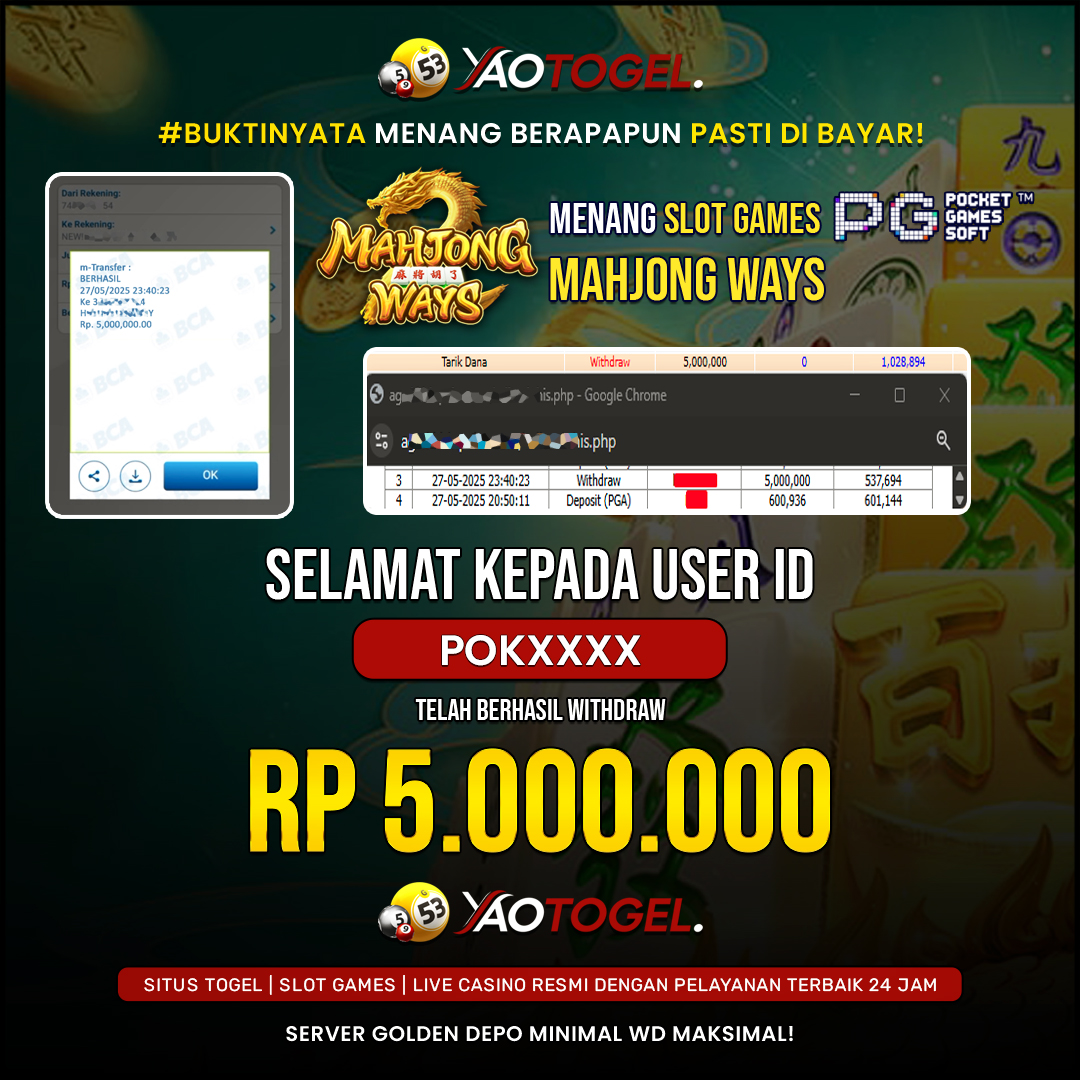 YAOTOGEL - BERHASIL JACKPOT MAHJONG WAYS