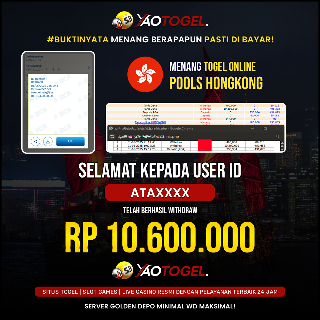 YAOTOGEL - BERHASIL JACKPOT TOGEL ONLINE HONGKONG POOLS