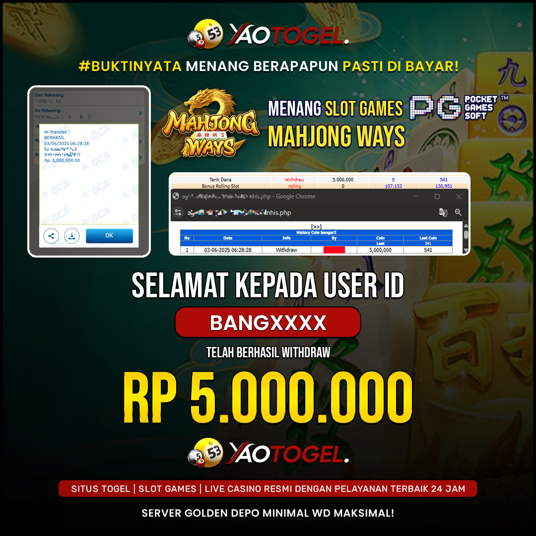 YAOTOGEL - BERHASIL JACKPOT MAHJONG WAYS