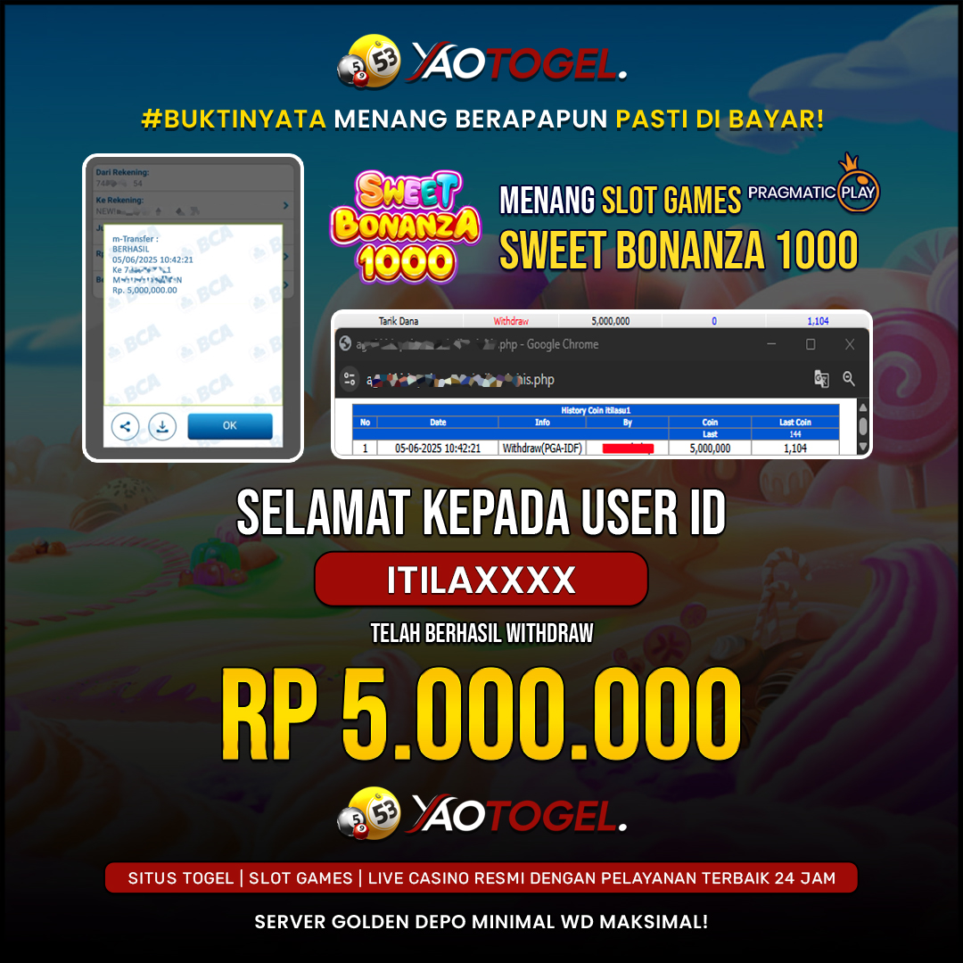 YAOTOGEL - BERHASIL JACKPOT SWEET BONANZA 1000