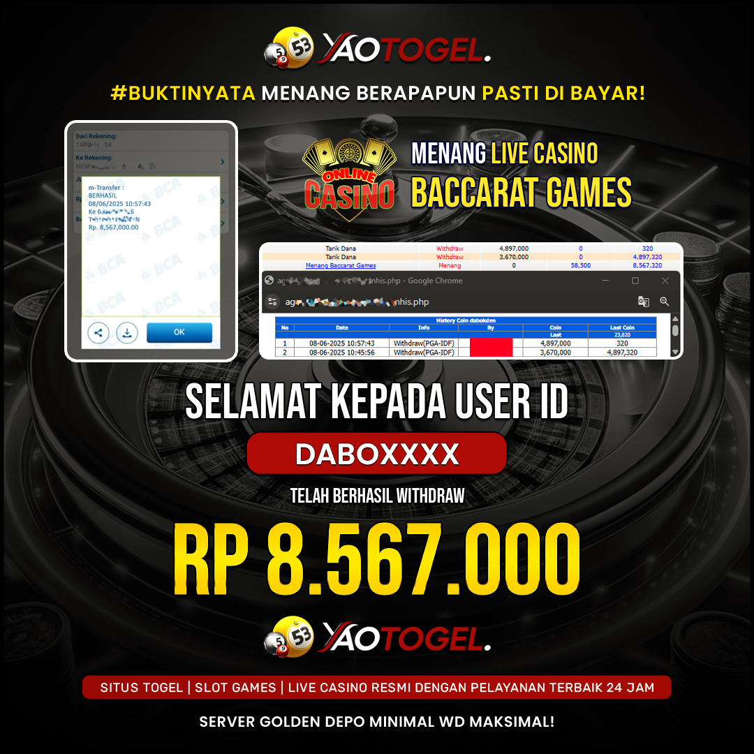 YAOTOGEL - BERHASIL JACKPOT LIVE CASINO BACCARAT