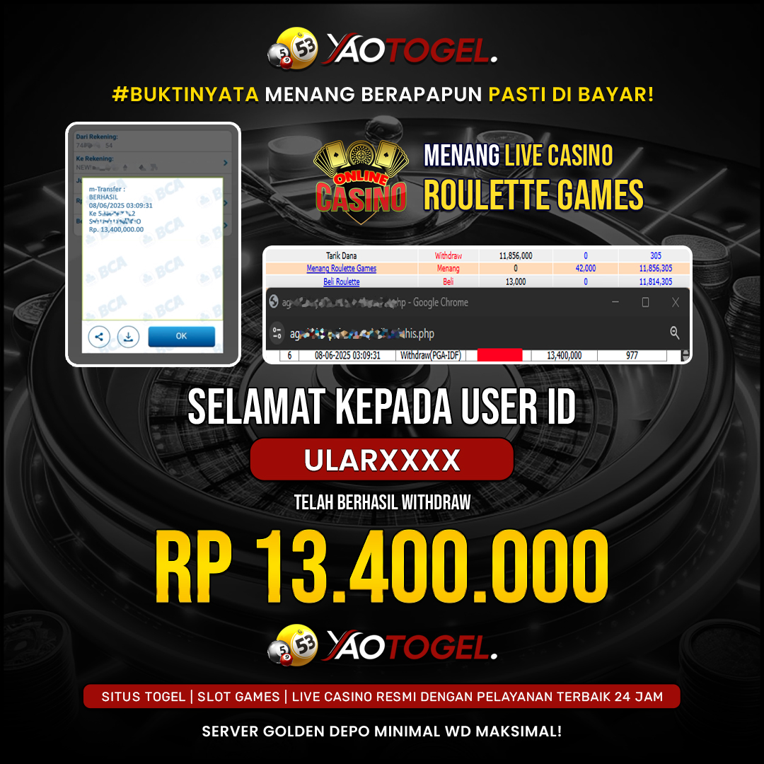 YAOTOGEL - BERHASIL JACKPOT LIVE CASINO ROULETTE GAMES