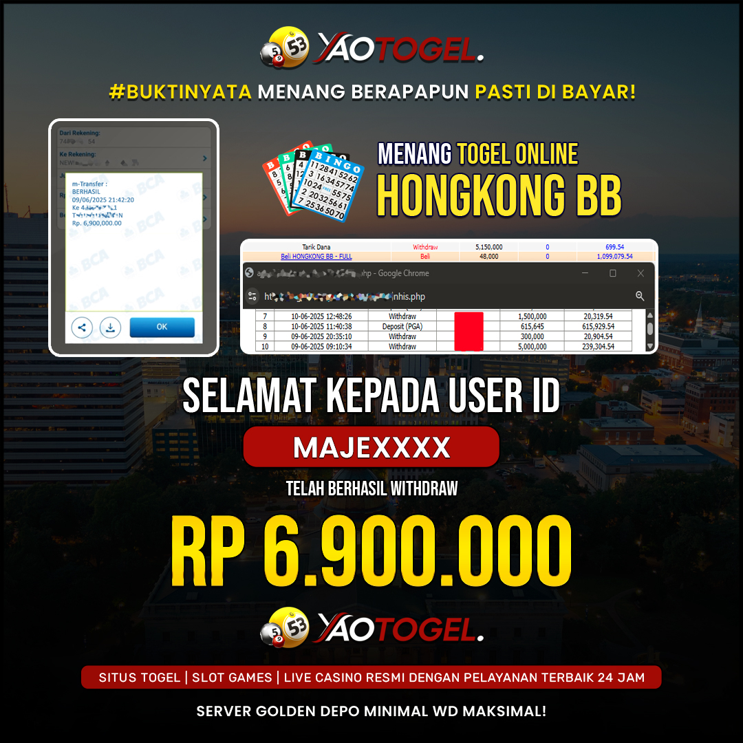 YAOTOGEL - BERHASIL JACKPOT TOGEL HONGKONG BB