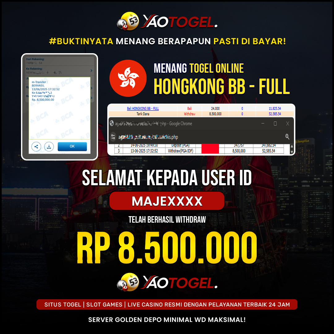 YAOTOGEL - BERHASIL JACKPOT TOGEL ONLINE HONGKONG BB - FULL