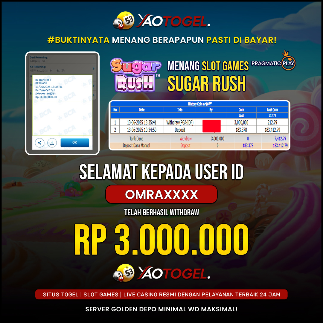 YAOTOGEL - BERHASIL JACKPOT SUGAR RUSH