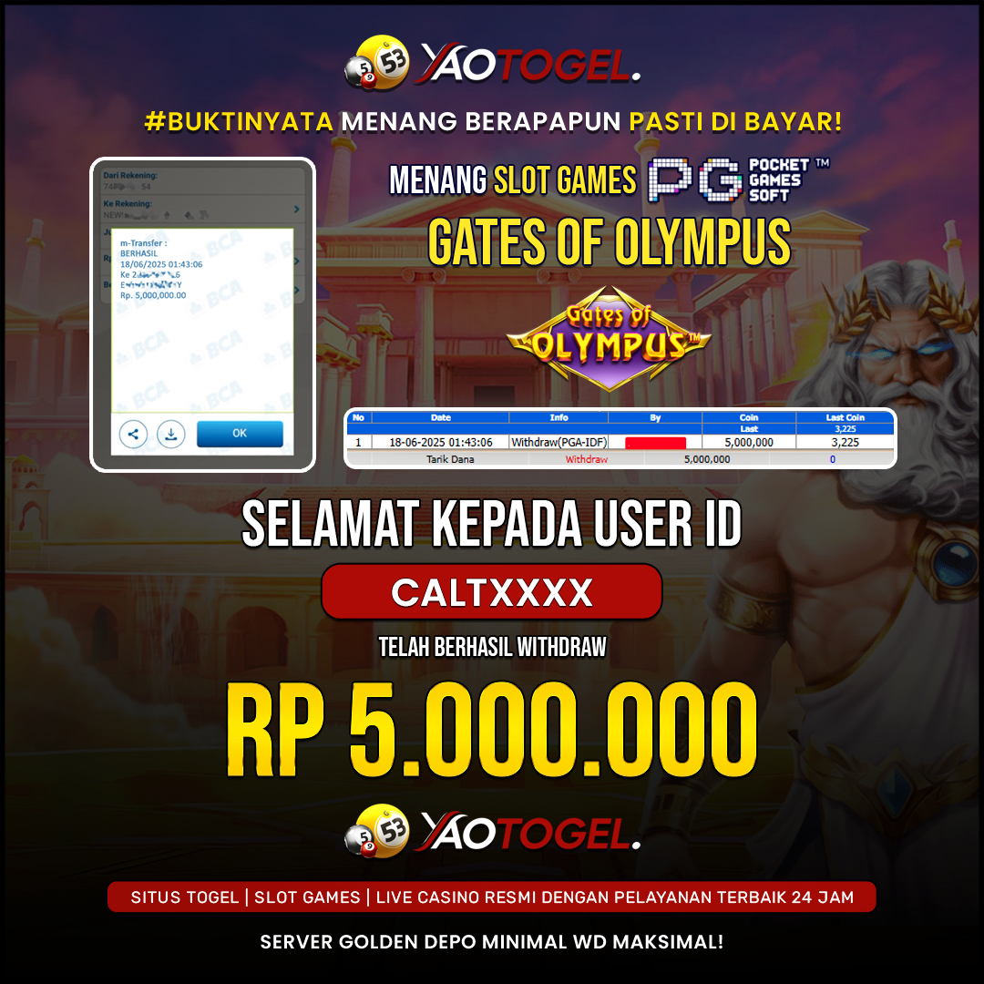 YAOTOGEL - BERHASIL JACKPOT GATES OF OLYMPUS