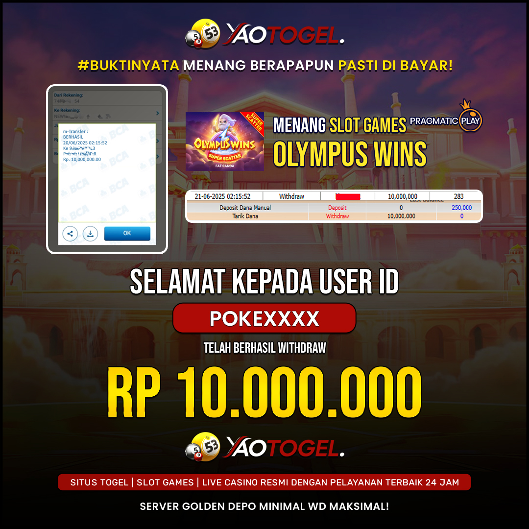 YAOTOGEL - BERHASIL JACKPOT GATES OF OLYMPUS WINS