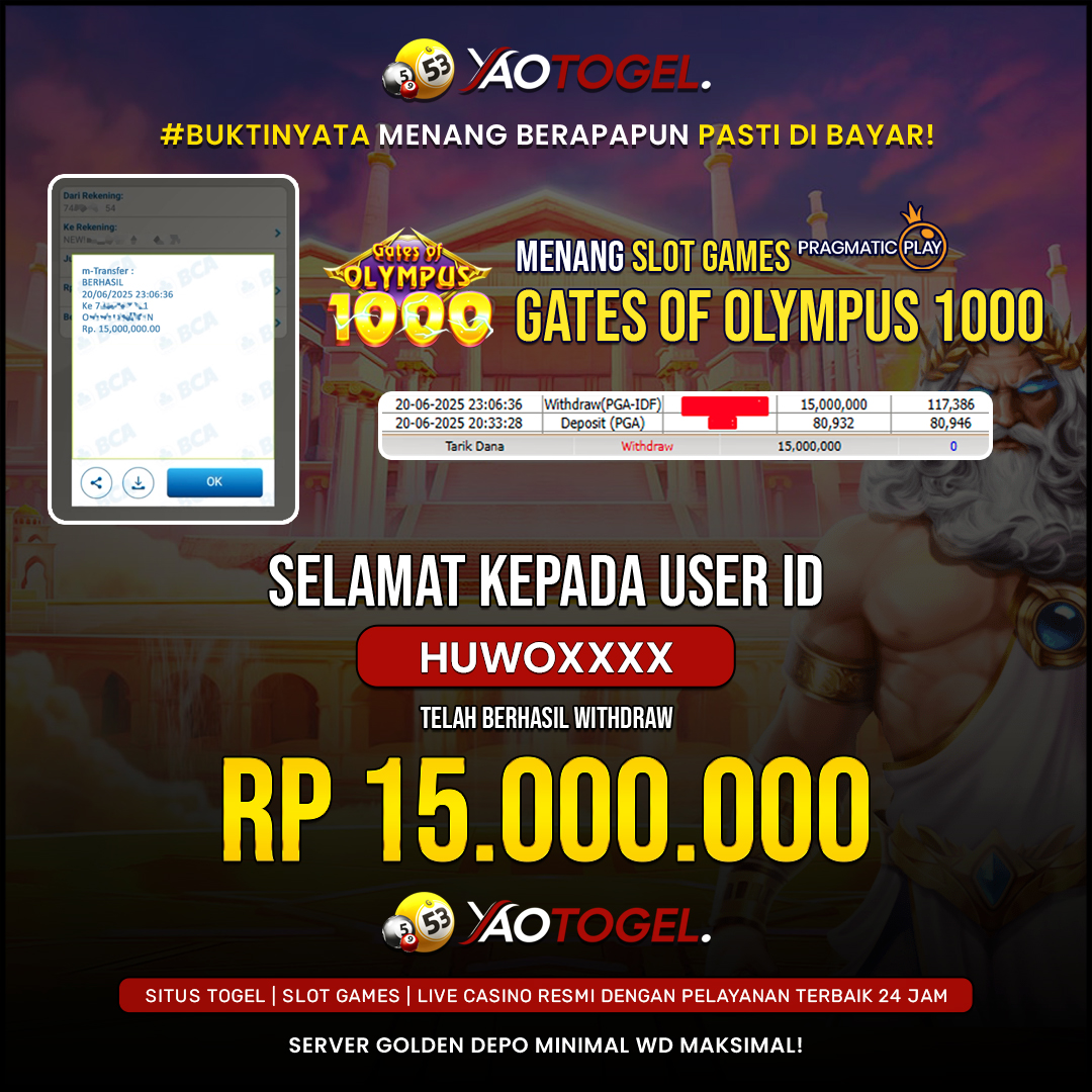 YAOTOGEL - BERHASIL JACKPOT GATES OF OLYMPUS 1000