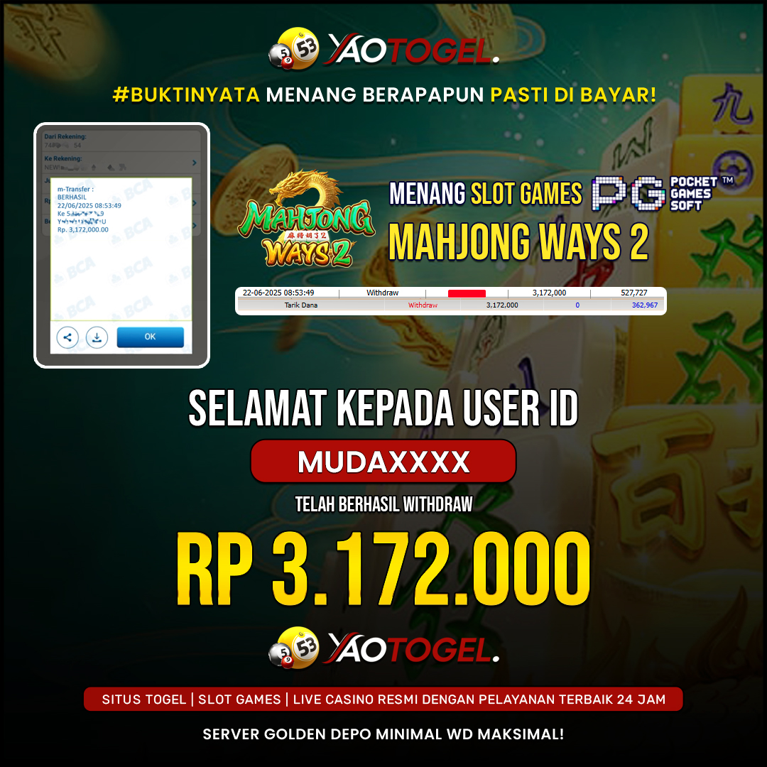 YAOTOGEL - BERHASIL JACKPOT MAHJONG WAYS 2