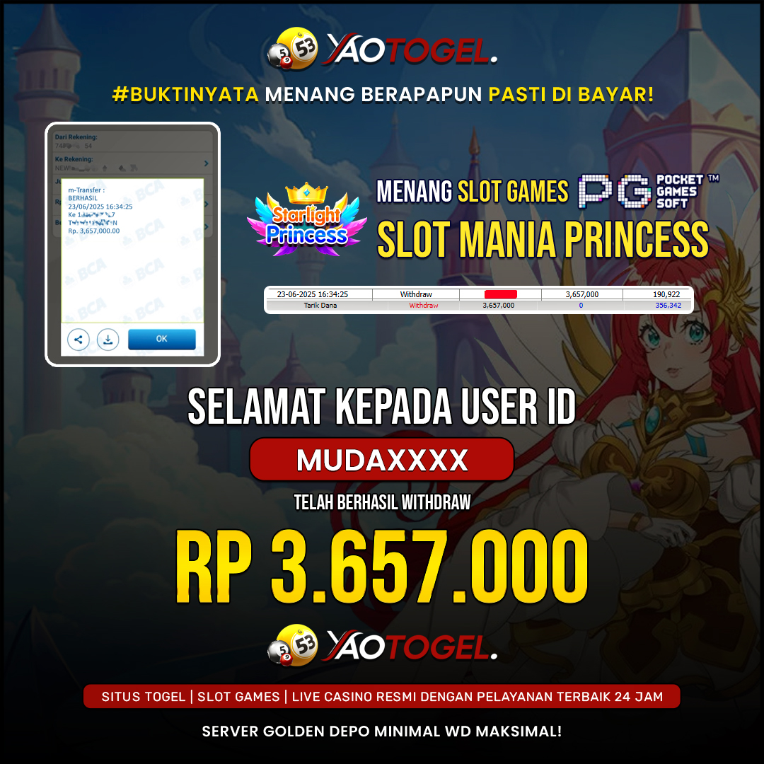 YAOTOGEL - BERHASIL JACKPOT SLOT MANIA PRINCESS