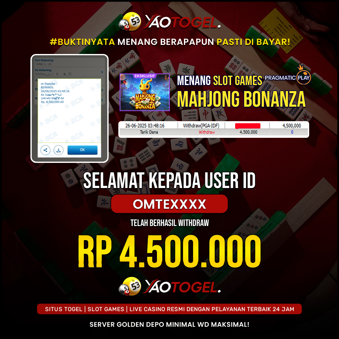 YAOTOGEL - BERHASIL JACKPOT MAHJONG BONANZA