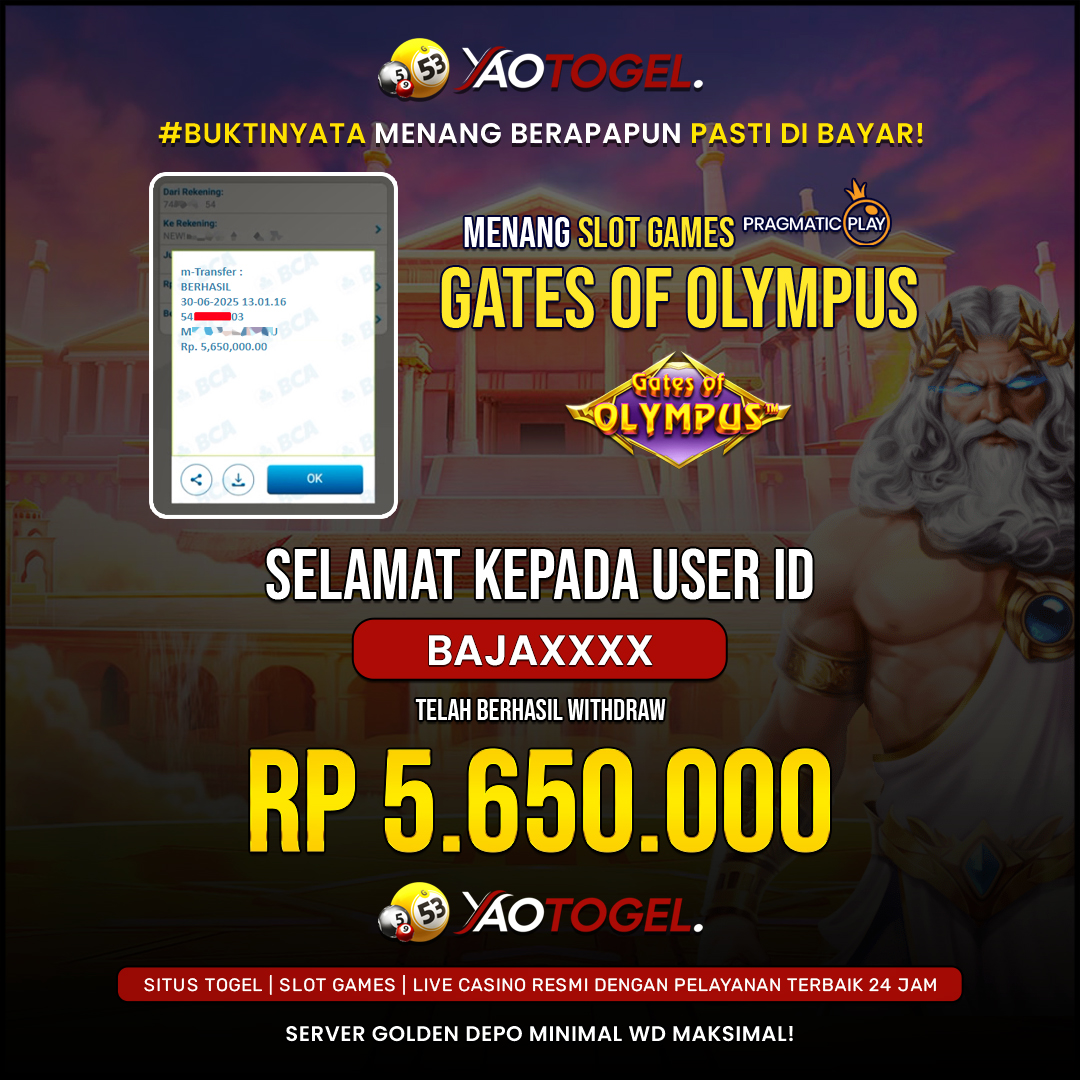 YAOTOGEL - BERHASIL JACKPOT GATES OF OLYMPUS