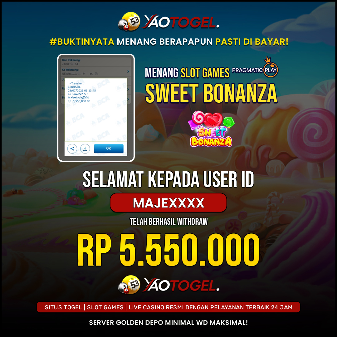 YAOTOGEL - BERHASIL JACKPOT SWEET BONANZA