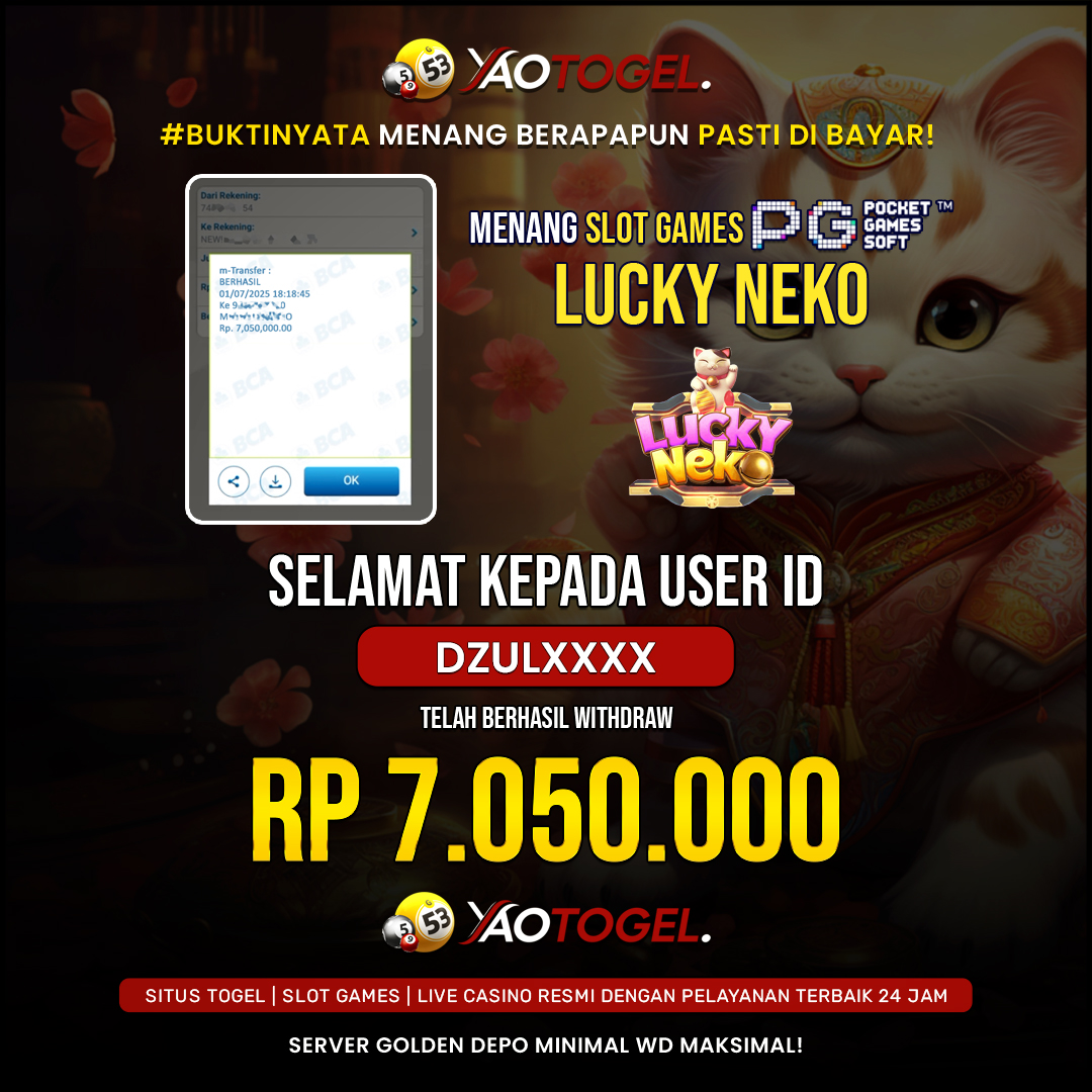 YAOTOGEL - BERHASIL JACKPOT LUCKY NEKO