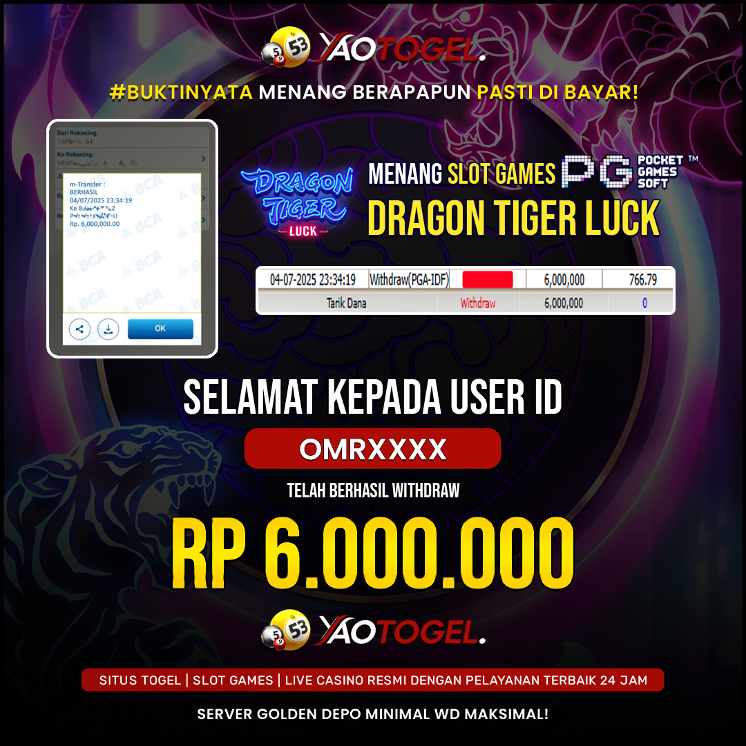 YAOTOGEL - BERHASIL JACKPOT DRAGON TIGER LUCK