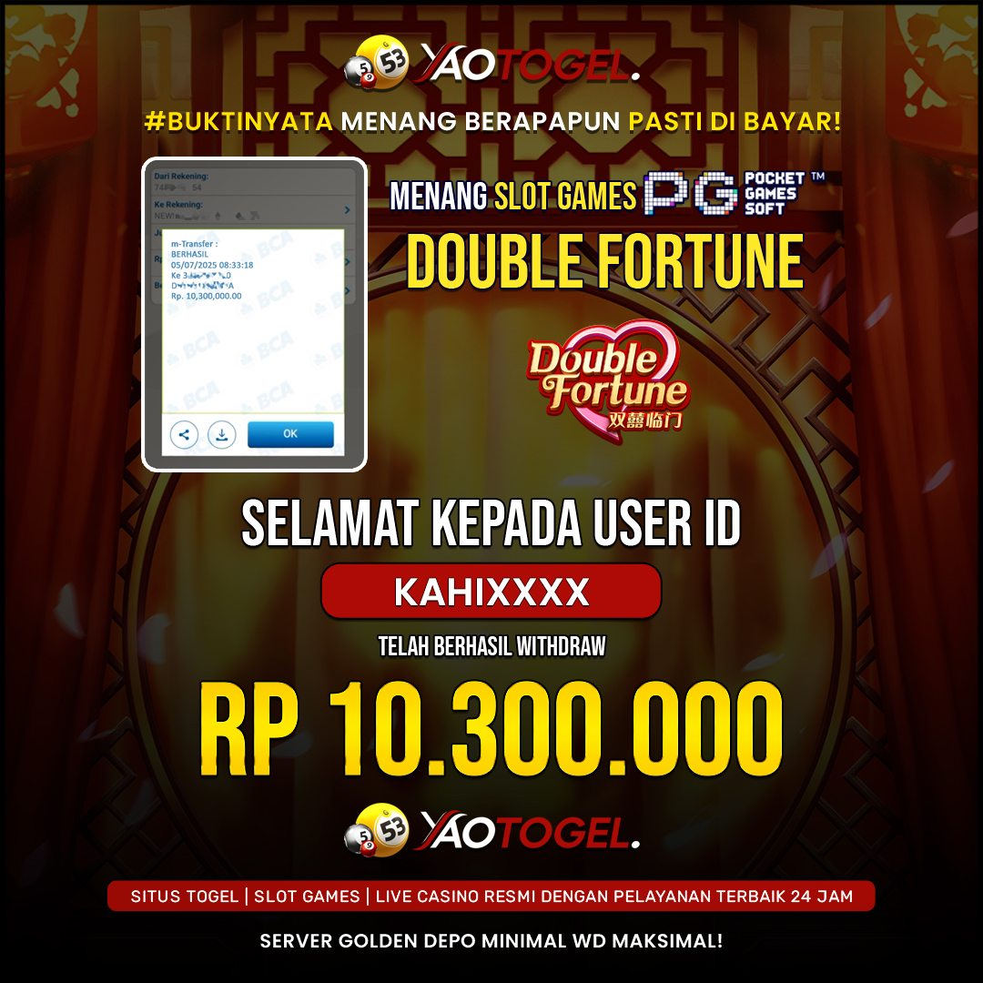 YAOTOGEL - BERHASIL JACKPOT DOUBLE FORTUNE