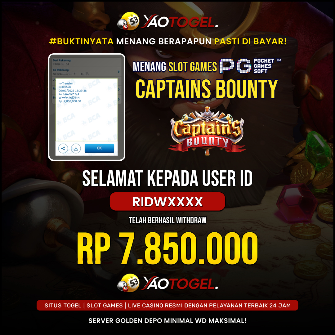 YAOTOGEL - BERHASIL JACKPOT CAPTAIN&#039;S BOUNTY