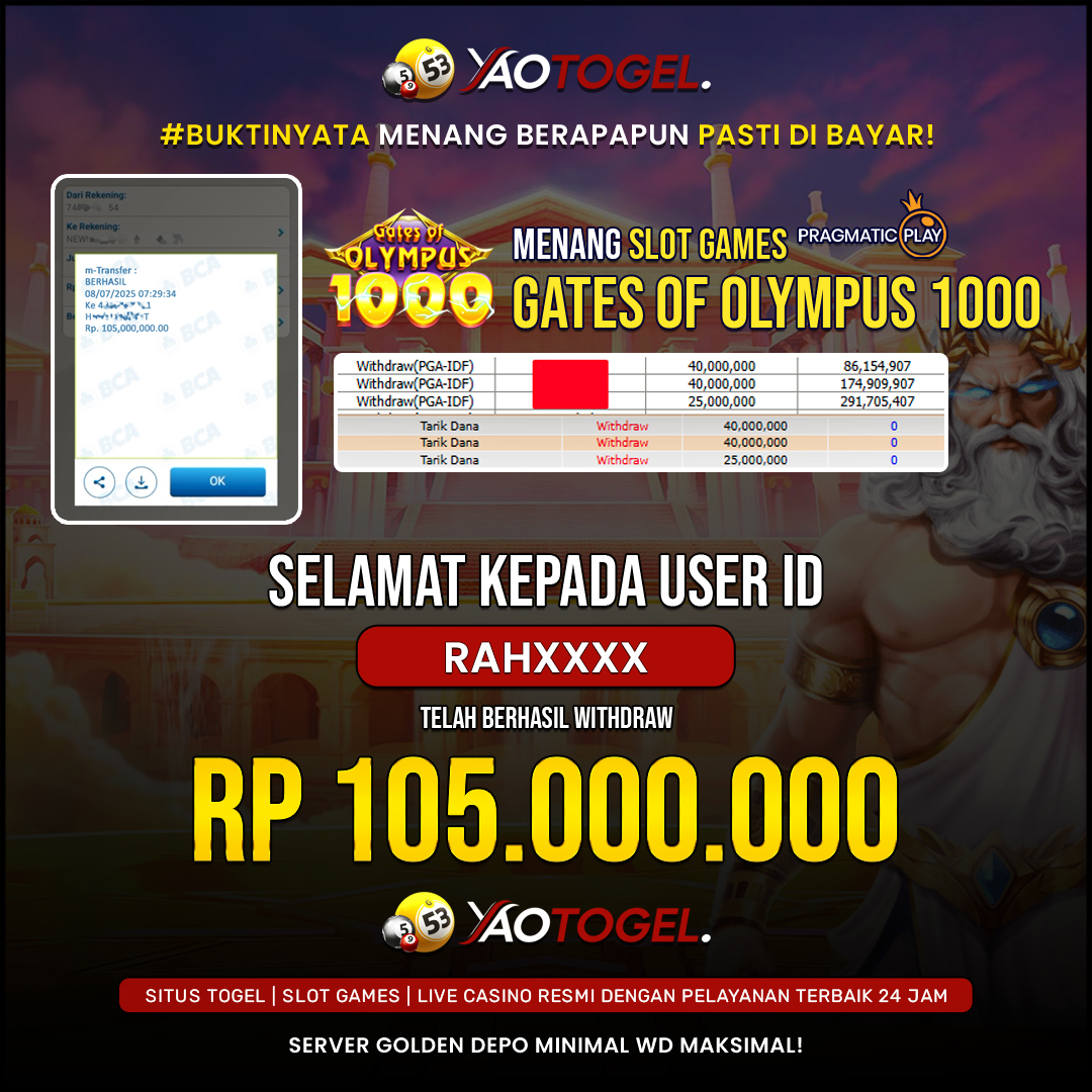 YAOTOGEL - BERHASIL JACKPOT GATES OF OLYMPUS 1000