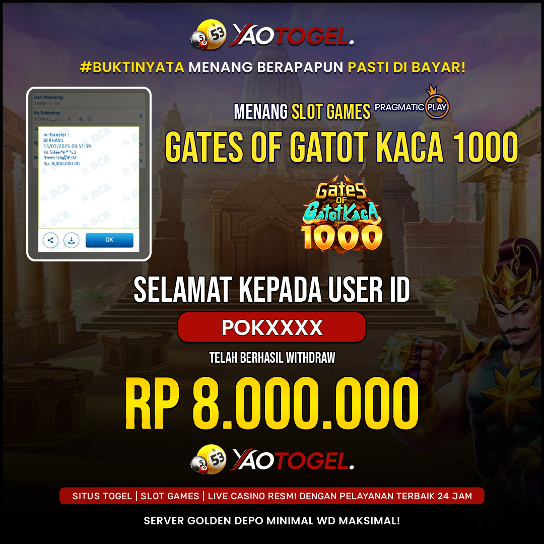 YAOTOGEL - BERHASIL JACKPOT GATES OF GATOTKACA 1000