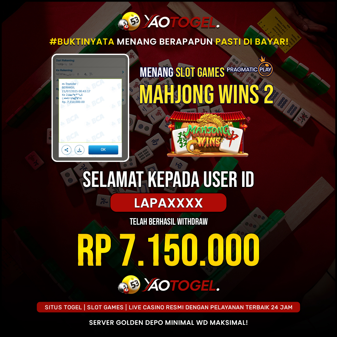 YAOTOGEL - BERHASIL JACKPOT MAHJONG WINS 2