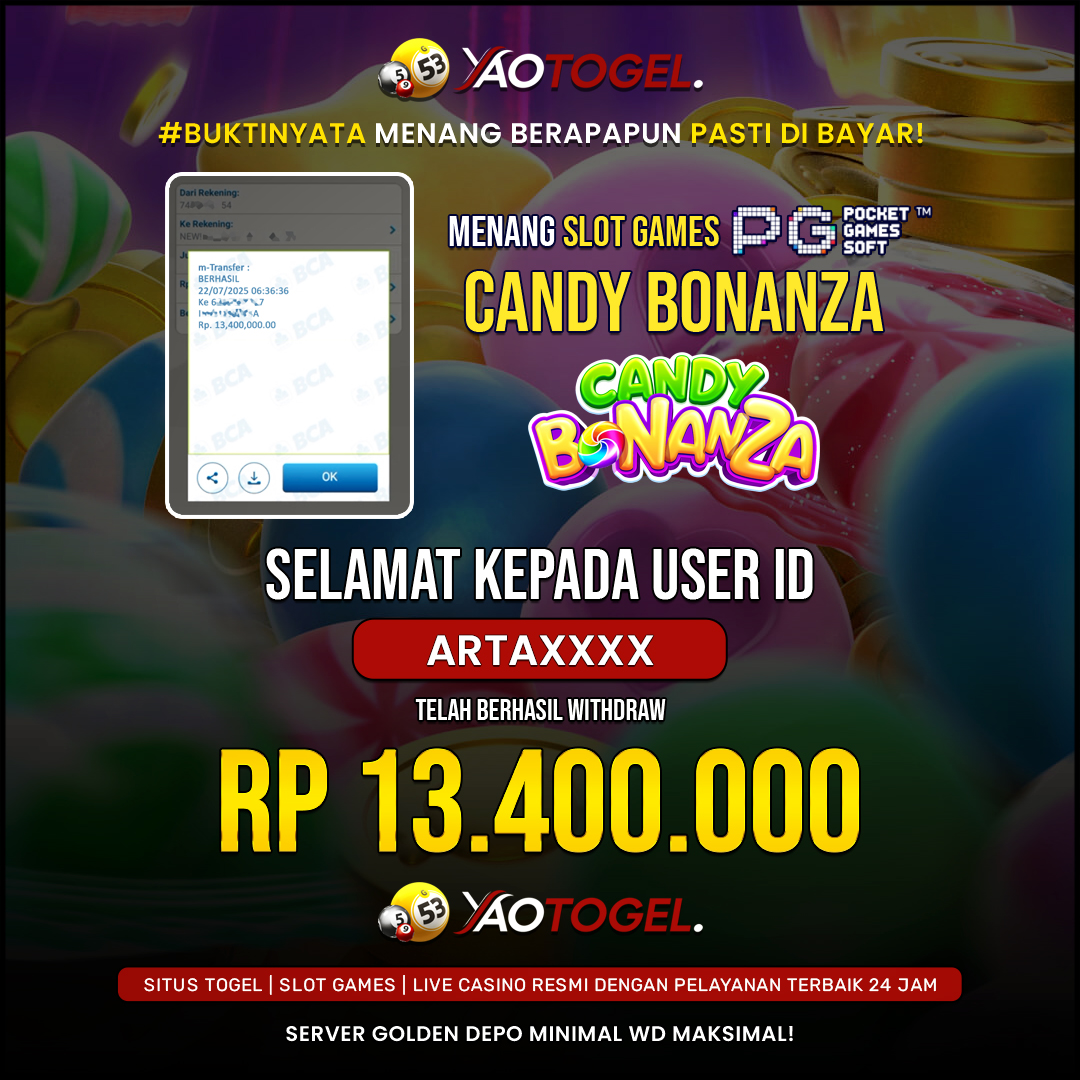YAOTOGEL - BERHASIL JACKPOT CANDY BONANZA