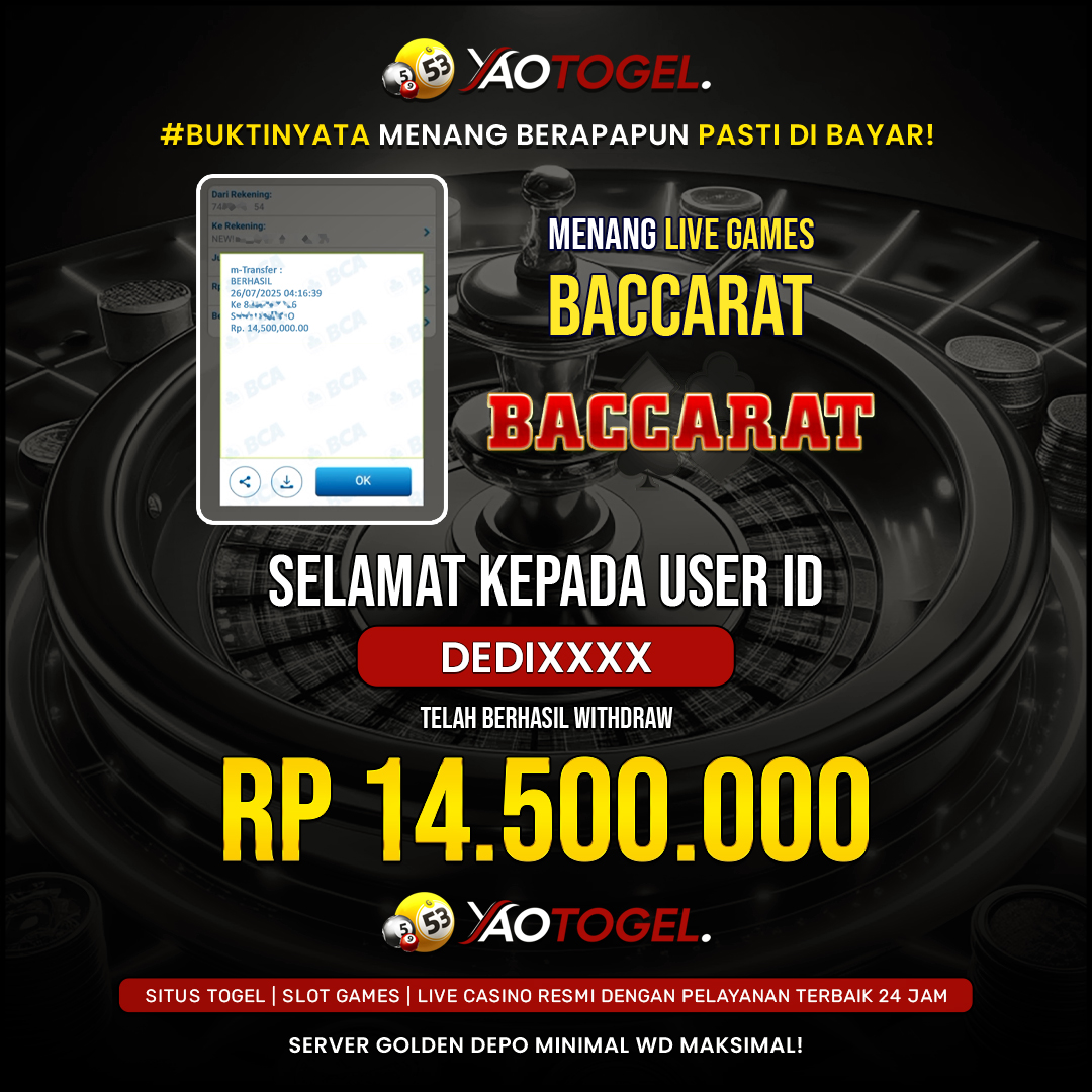 YAOTOGEL - BERHASIL JACKPOT LIVE CASINO BACCARAT