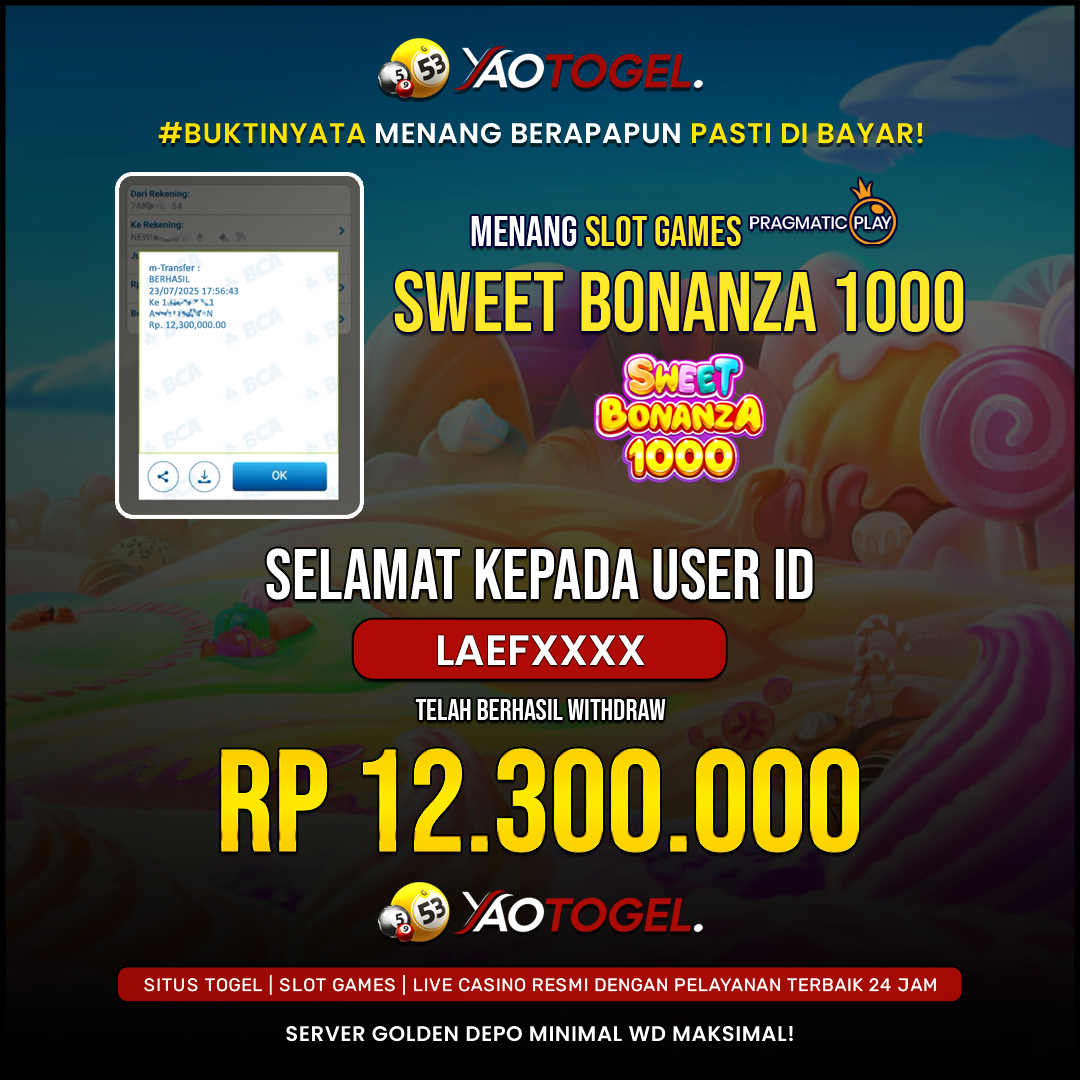 YAOTOGEL - BERHASIL JACKPOT SWEET BONANZA 1000