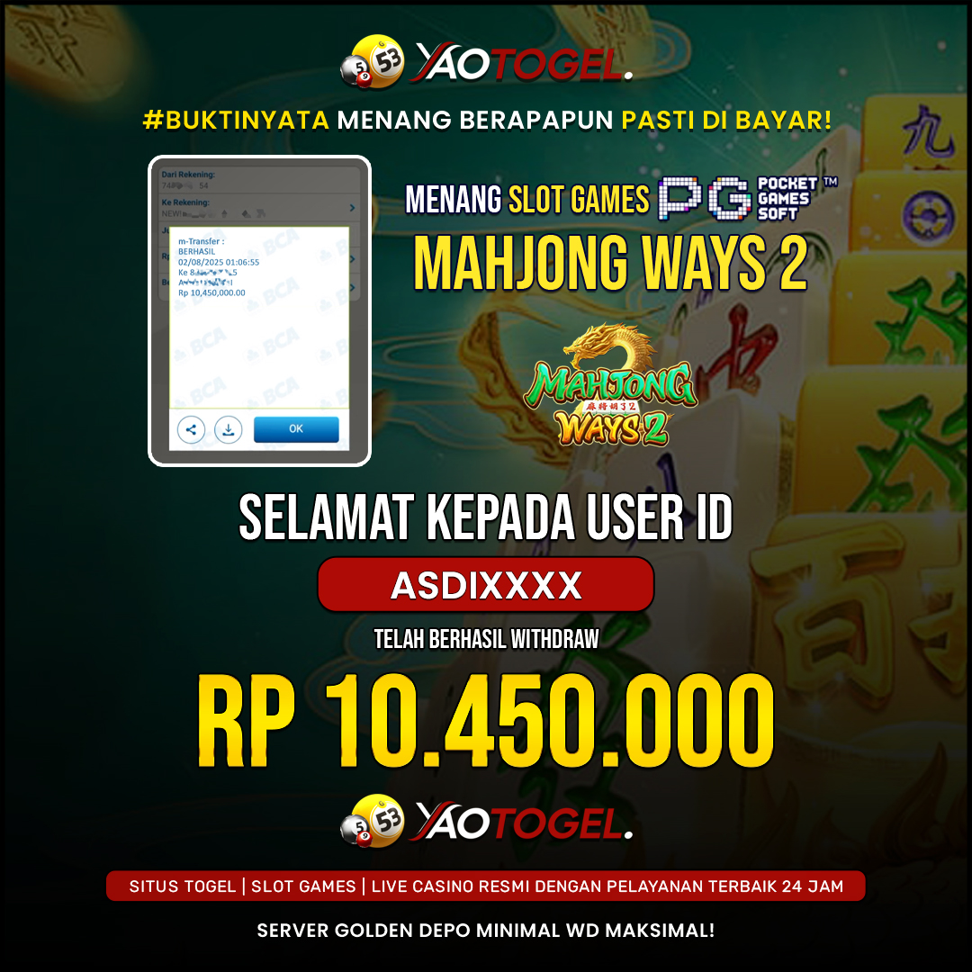 YAOTOGEL - BERHASIL JACKPOT MAHJONG WAYS 2
