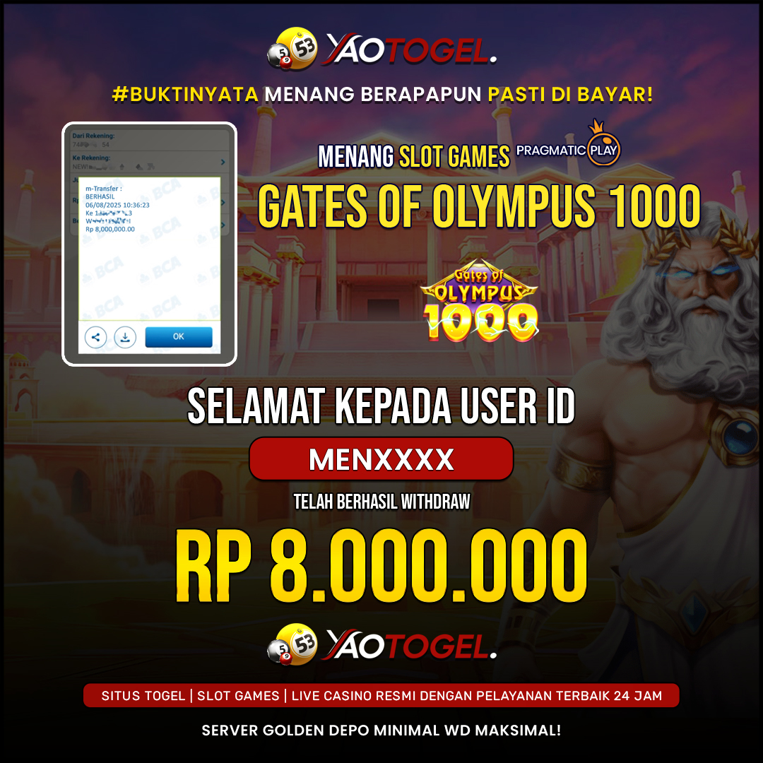 YAOTOGEL - BERHASIL JACKPOT GATES OF OLYMPUS 1000
