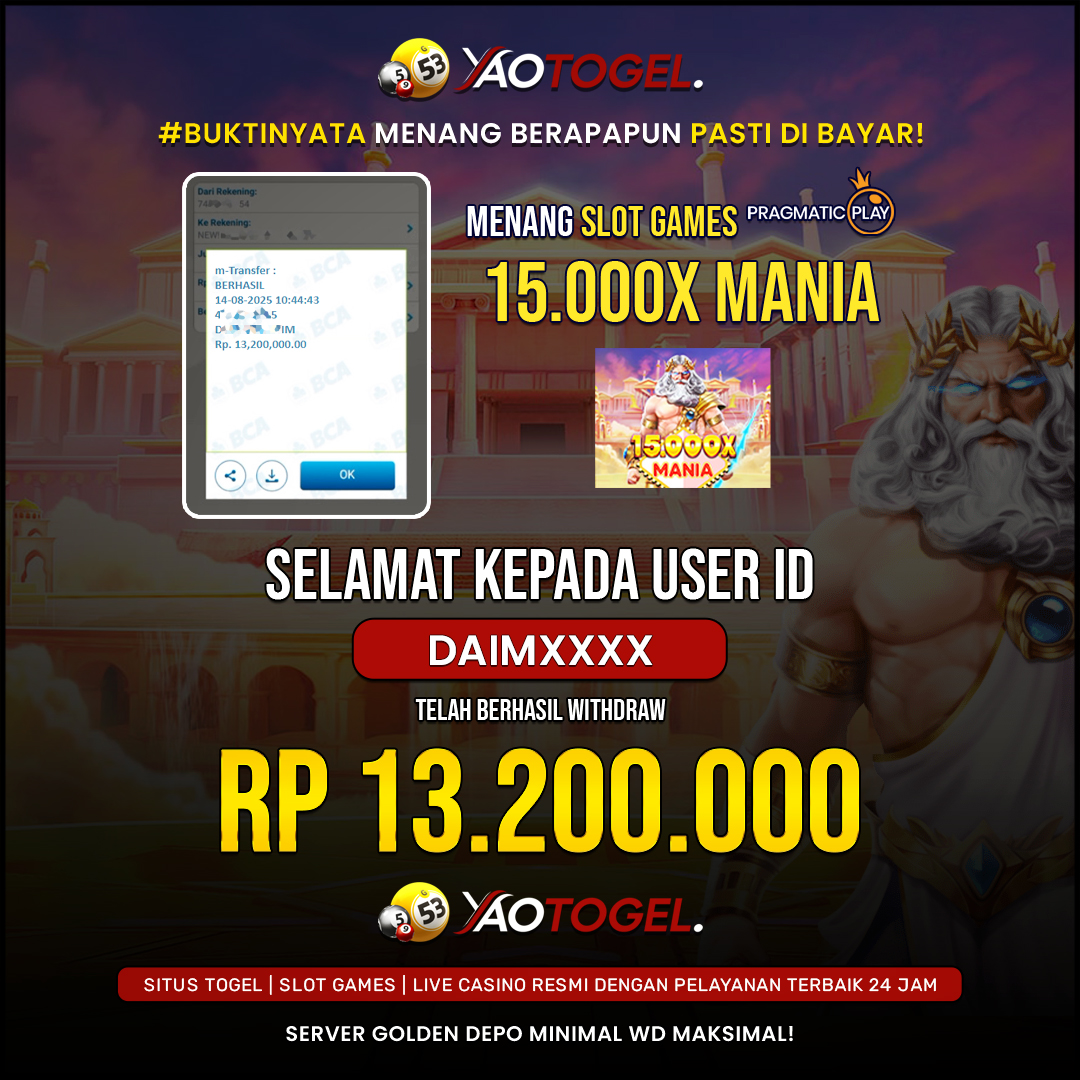 YAOTOGEL - BERHASIL JACKPOT 15.000 X MANIA