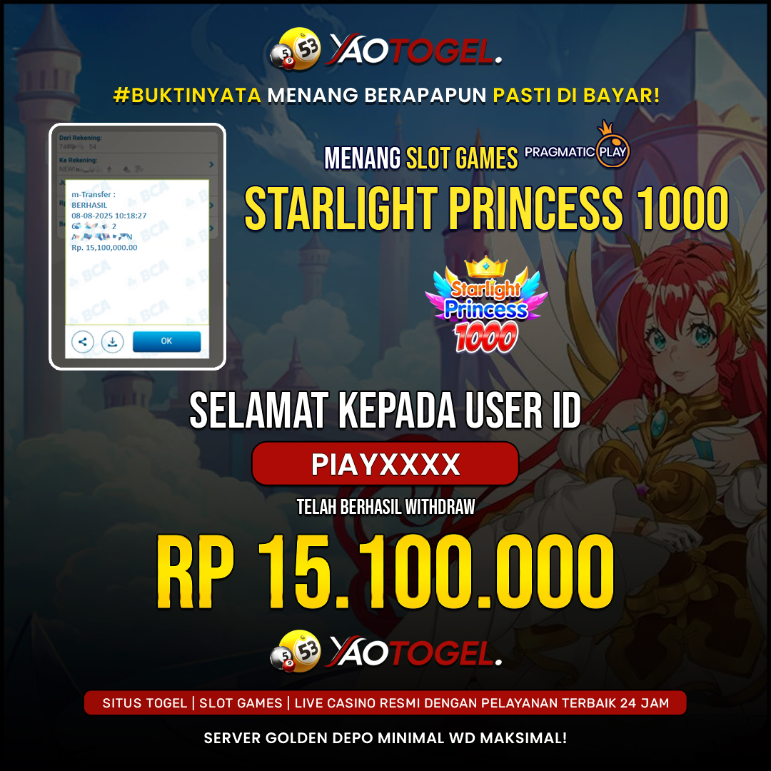 YAOTOGEL - BERHASIL JACKPOT STARLIGHT PRINCESS 1000