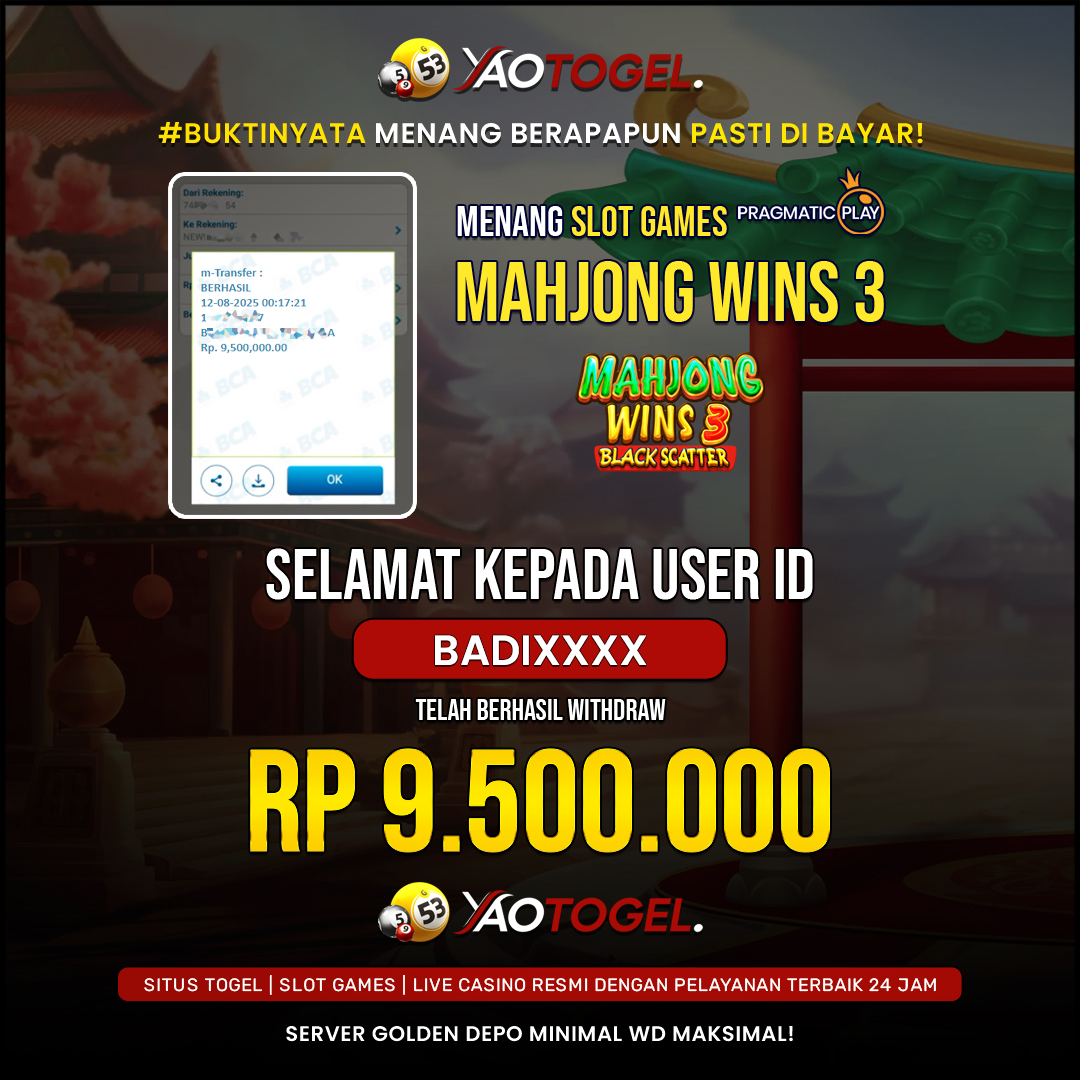 YAOTOGEL - BERHASIL JACKPOT MAHJONG WINS 3 BLACK SCATTER