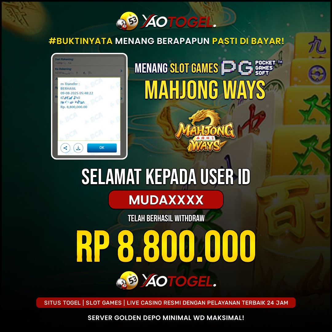 YAOTOGEL - BERHASIL JACKPOT MAHJONG WAYS