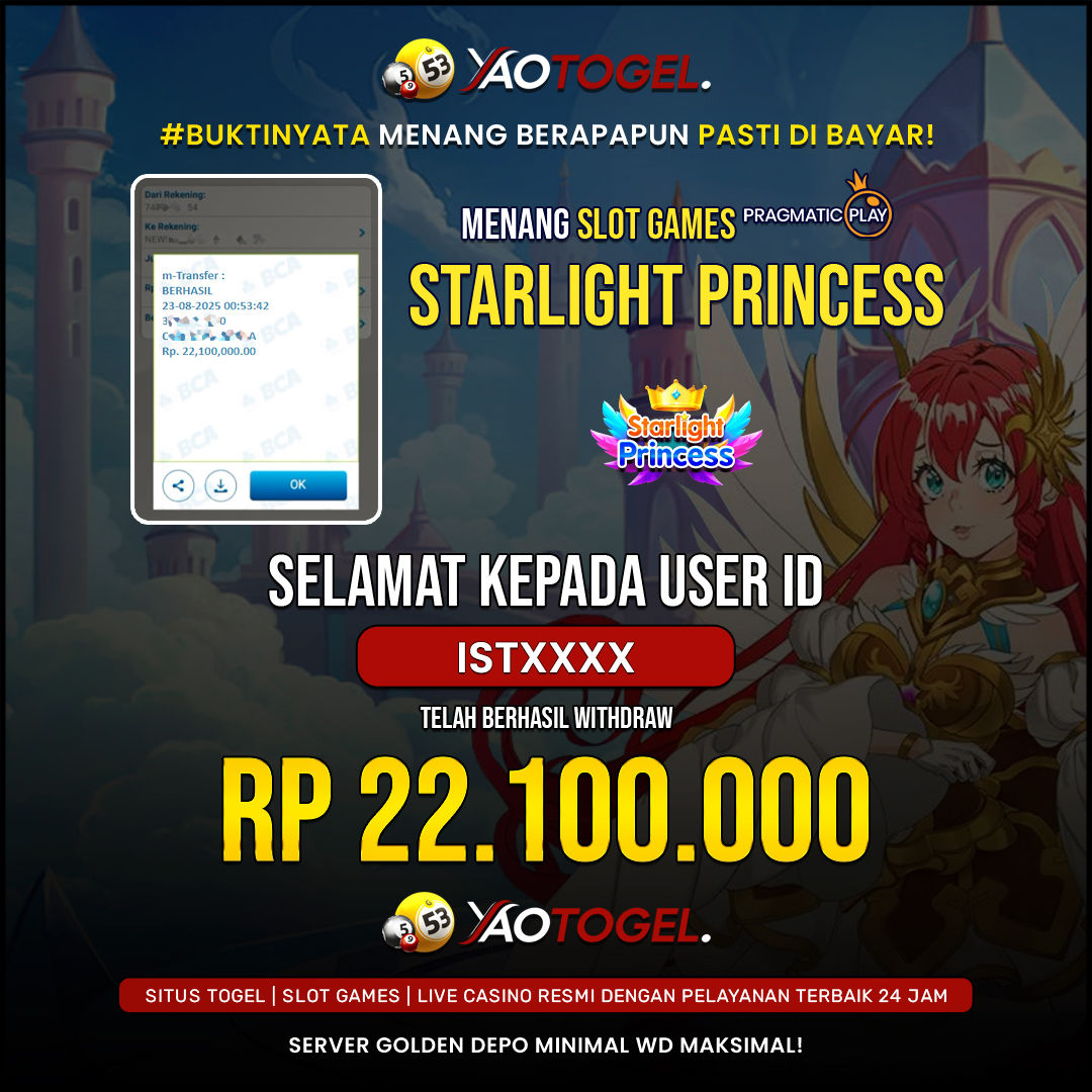YAOTOGEL - BERHASIL JACKPOT STARLIGHT PRINCESS